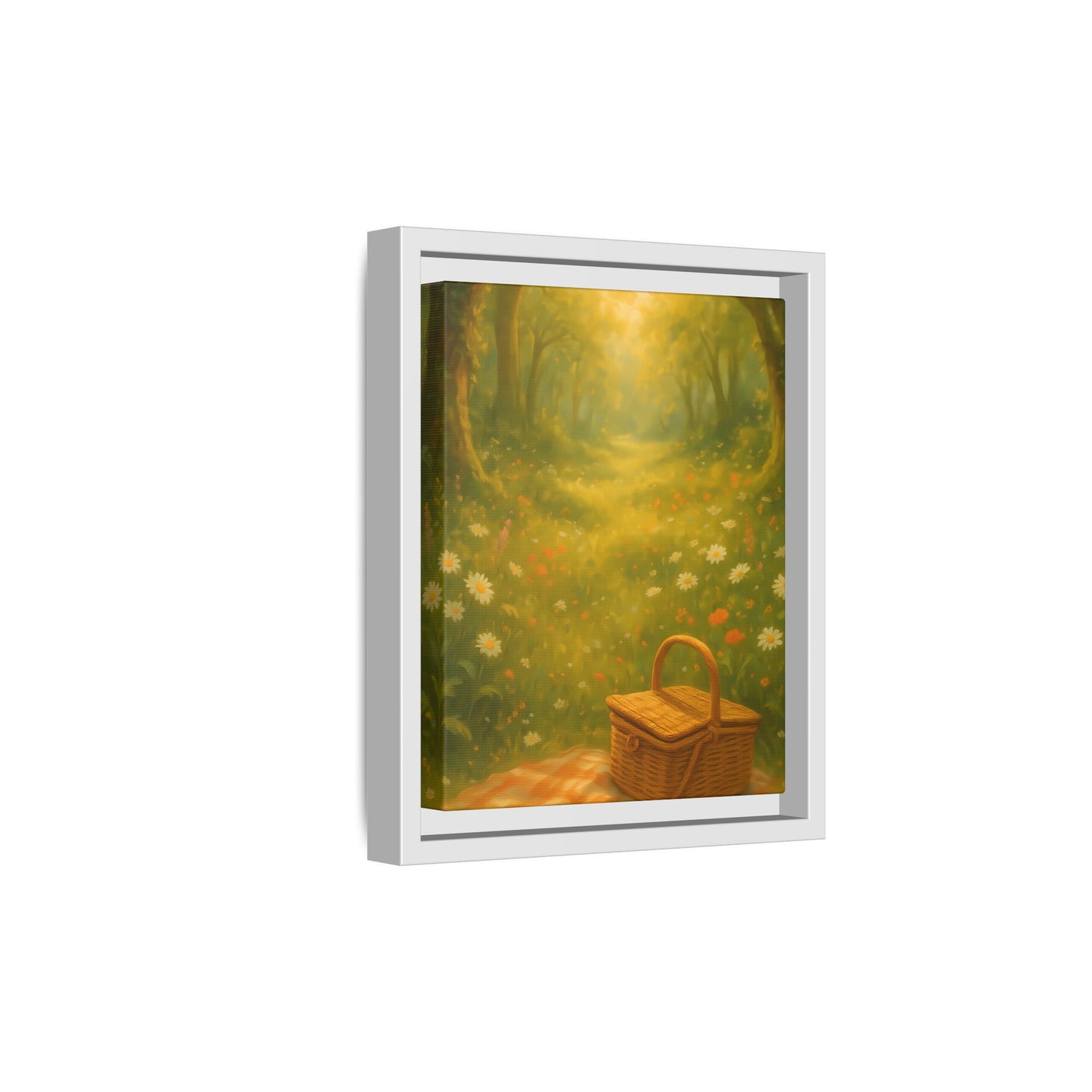 Golden Meadow Picnic Path – Framed Matte Canvas Wall Art