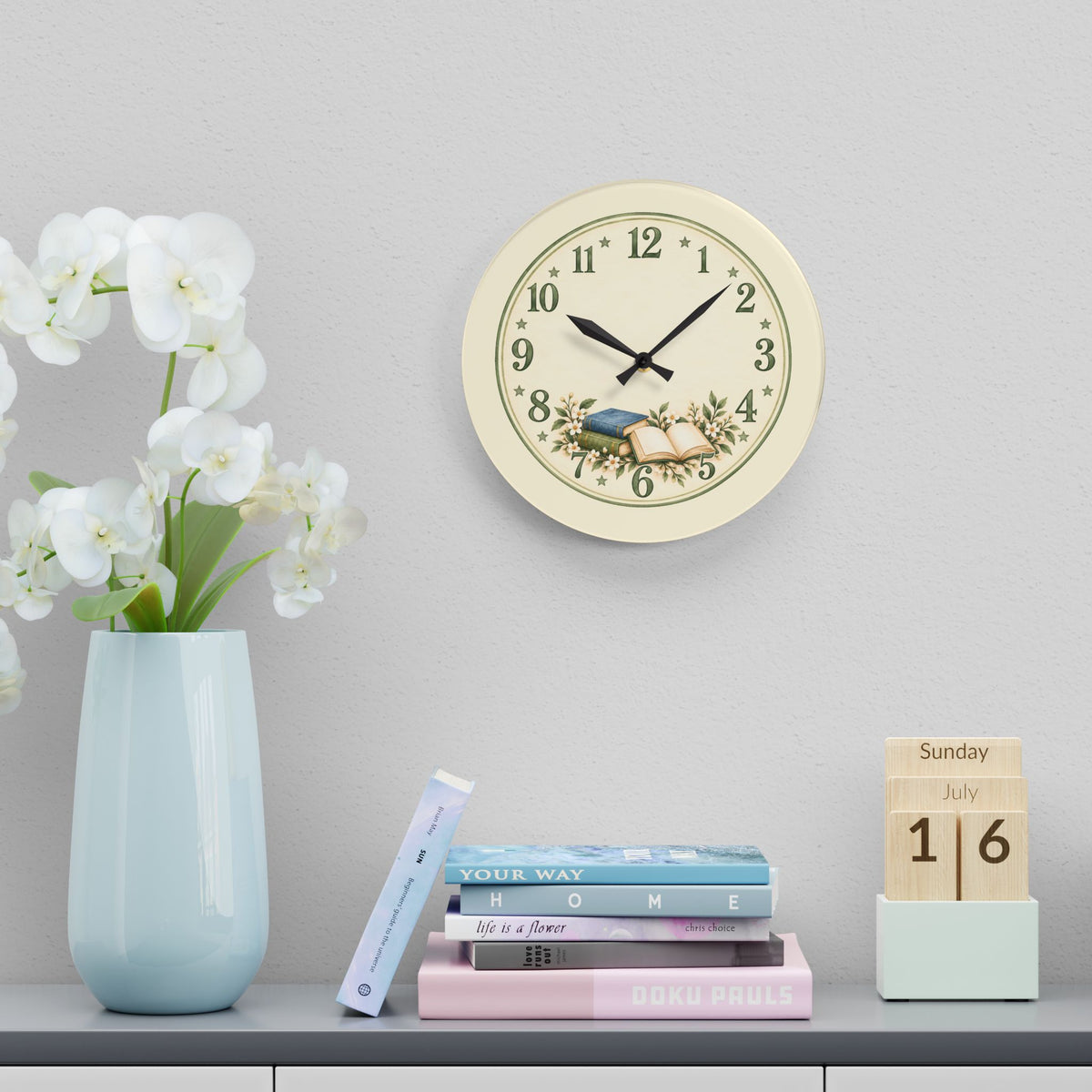 Vintage Book Lover Acrylic Wall Clock