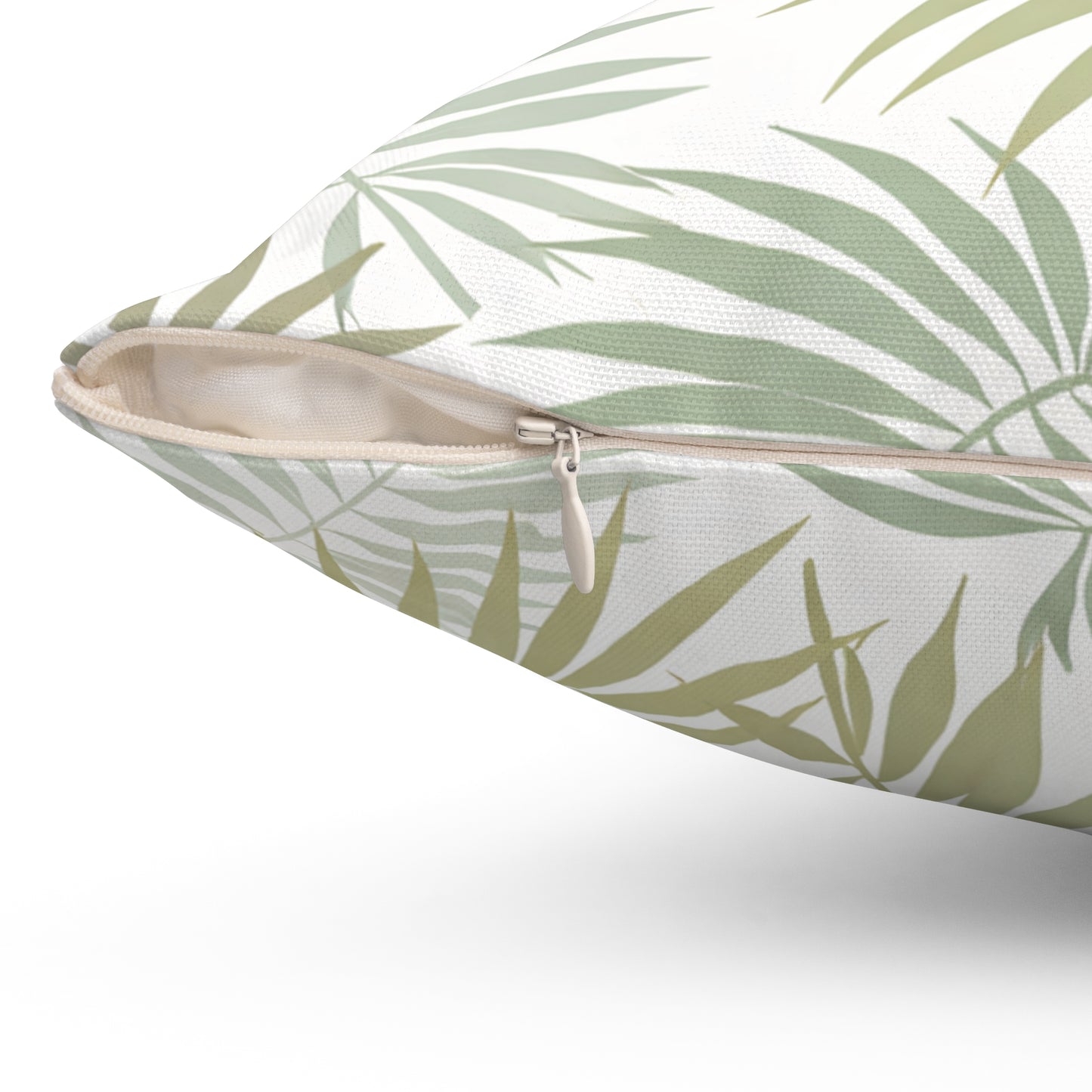 Tropical Palm Leaf Pillow — Green Botanical Decorative Throw Pillow