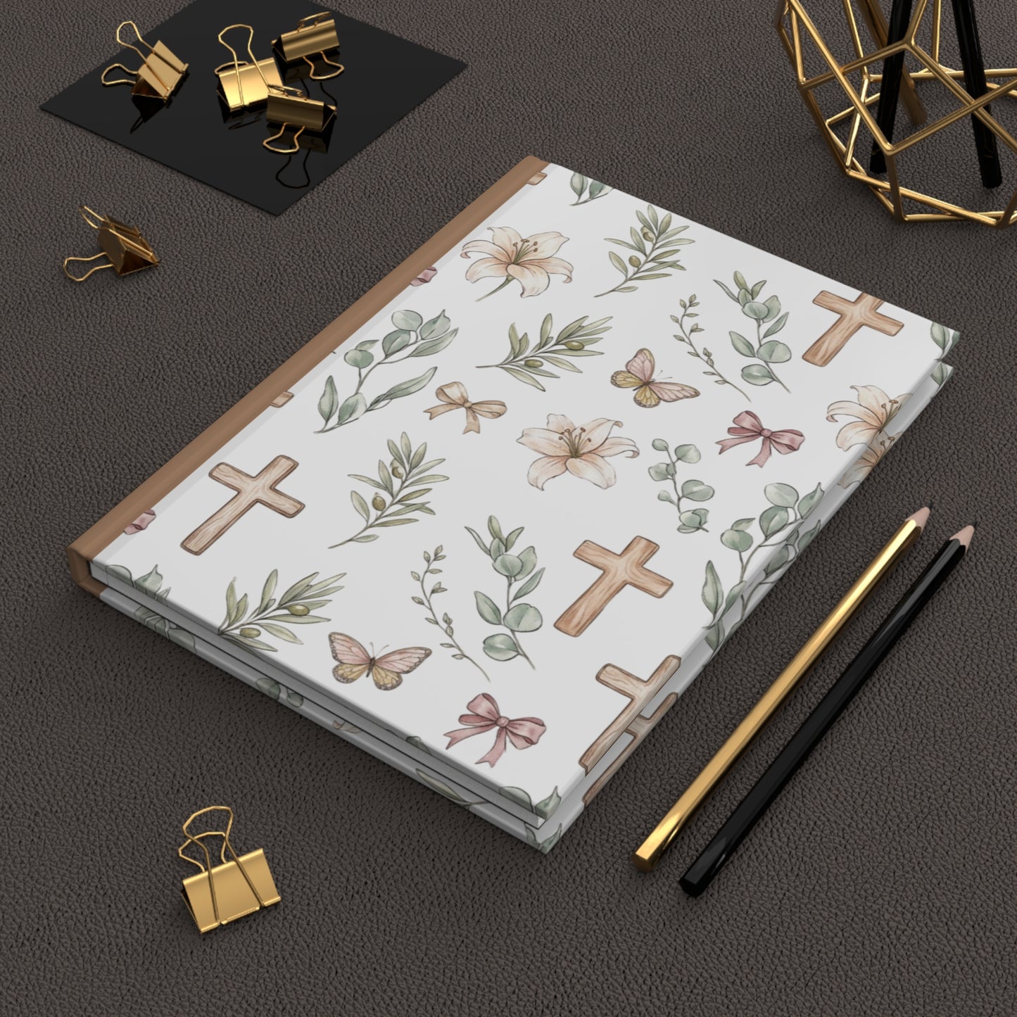 Floral Cross Hardcover Journal — Christian Prayer & Devotional Notebook