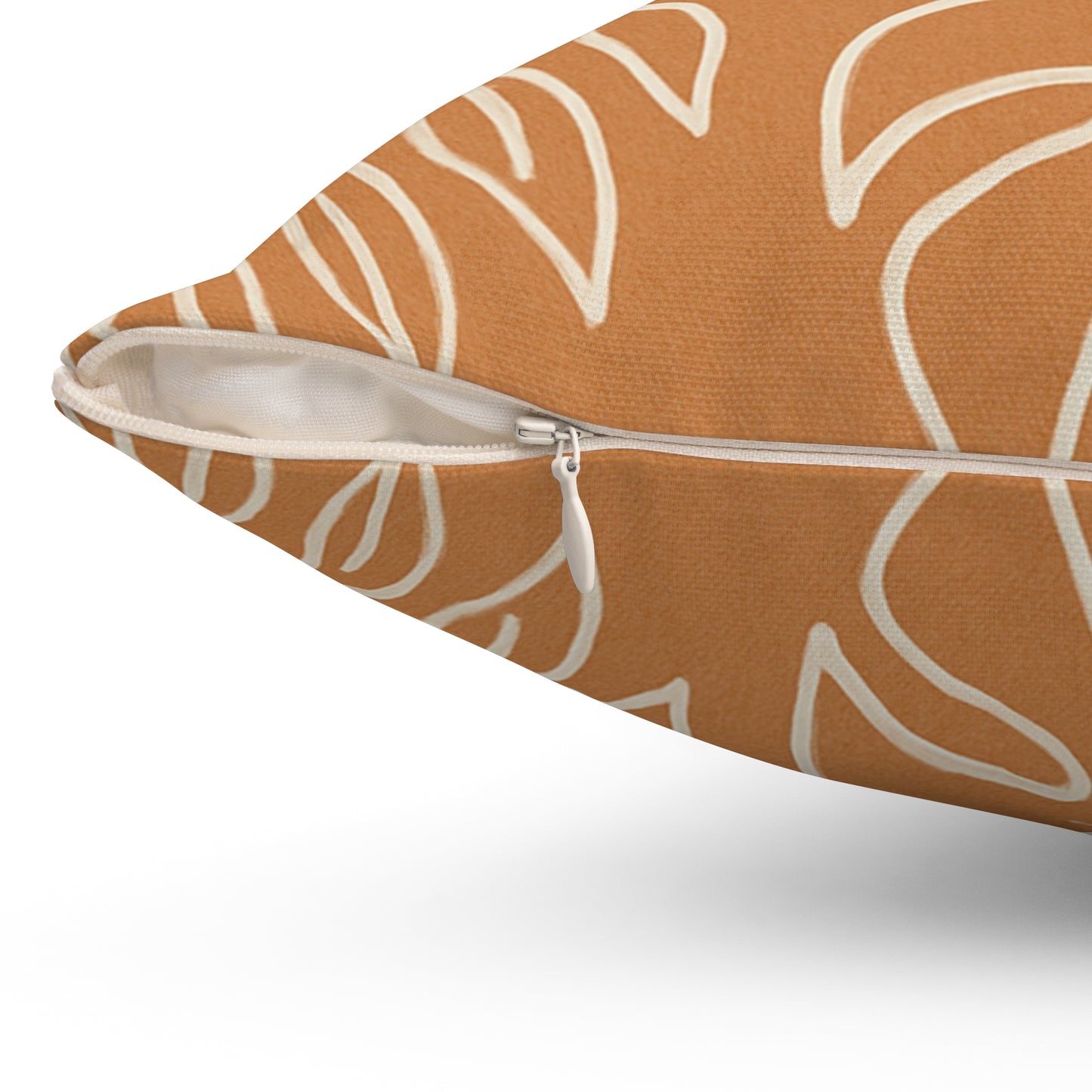 Terracotta Tropical Leaf Throw Pillow – Boho Botanical Cushion with Double-Sided Print
