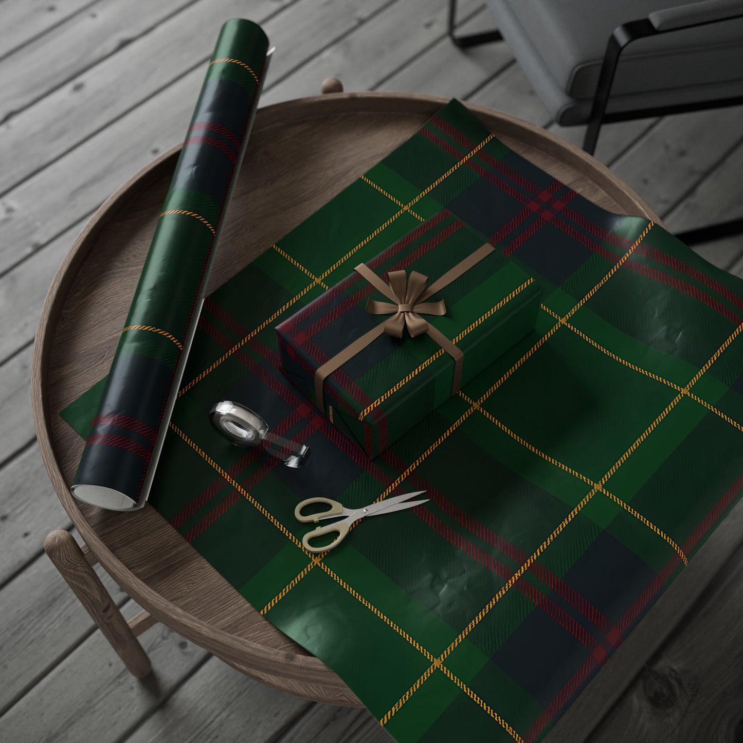 Classic Green Plaid Wrapping Paper – Tartan Check Gift Wrap in Glossy or Matte Finish