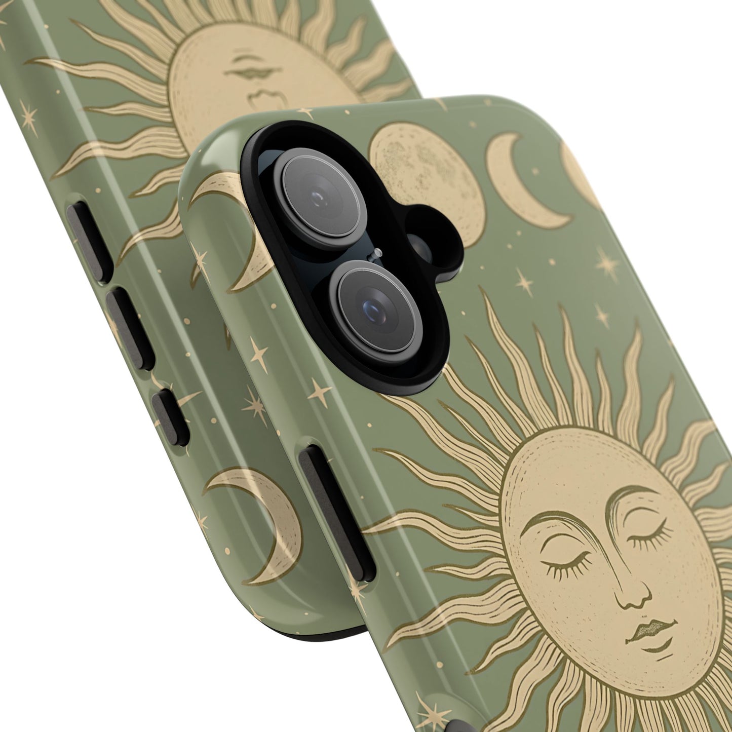 Boho Sun and Moon Phone Case – Protective Aesthetic Case with Wireless Charging Compatibility