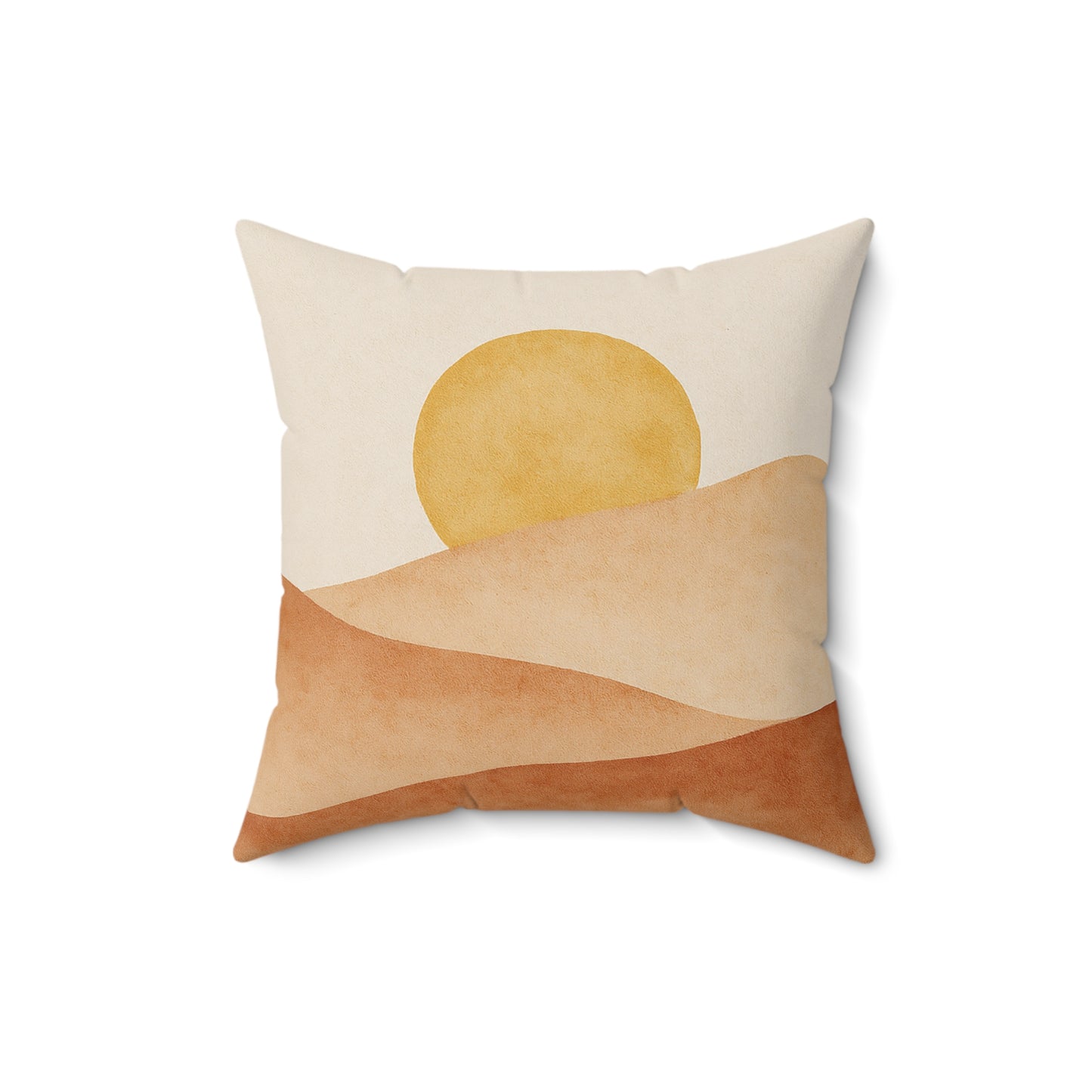 Desert Sunrise Throw Pillow – Modern Boho Cushion with Earth Tone Hills & Sun Design, Multiple Sizes