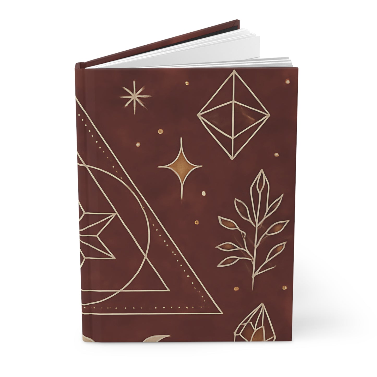 Boho Geometric Crystal Hardcover Journal – Burgundy Mystic Writing Notebook