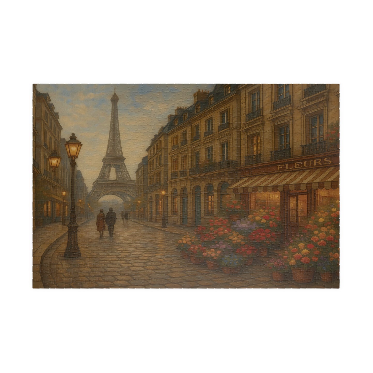 Paris Evening Stroll Puzzle – Eiffel Tower & Flower Shop Scene