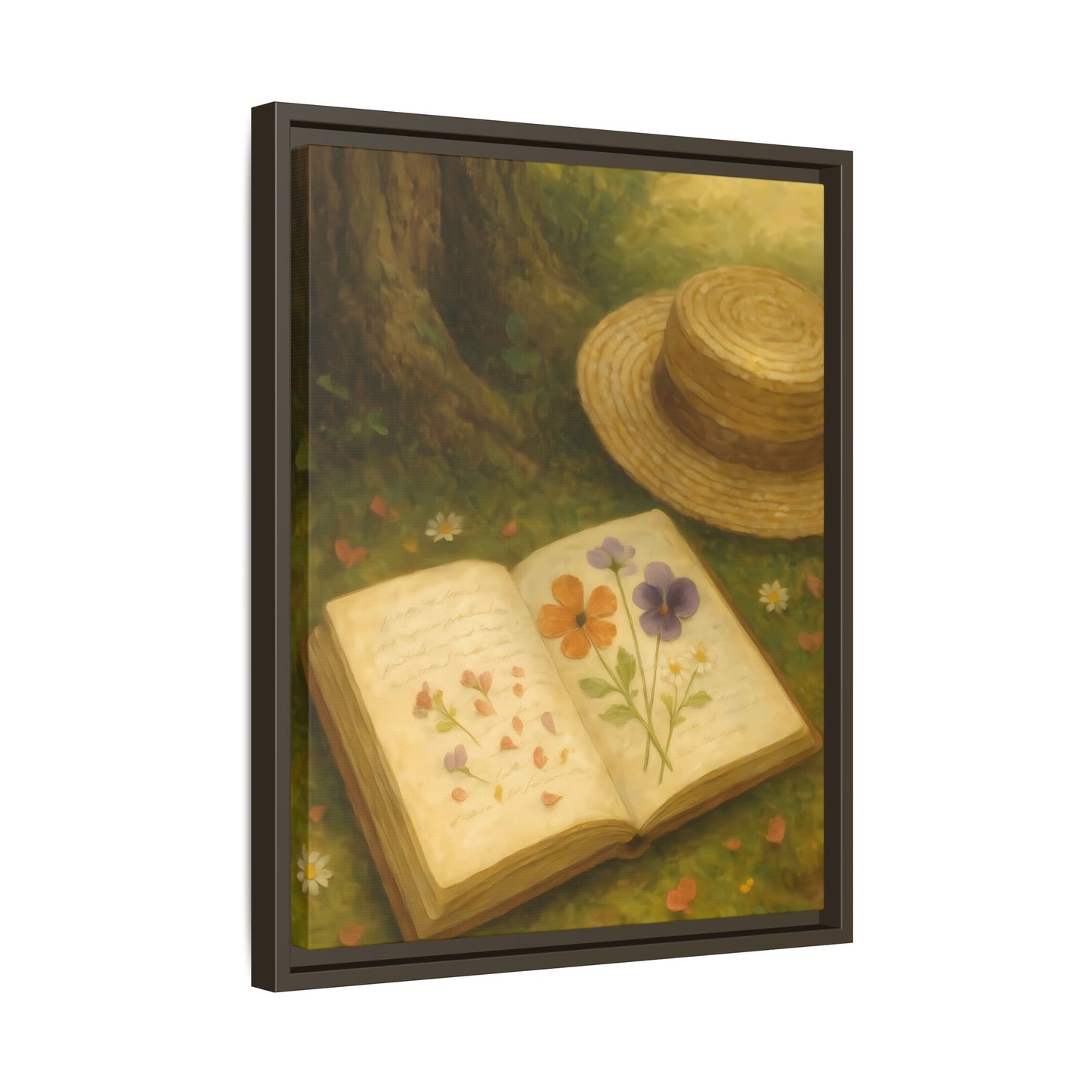Pressed Flowers in the Shade – Framed Matte Canvas Nature Scene