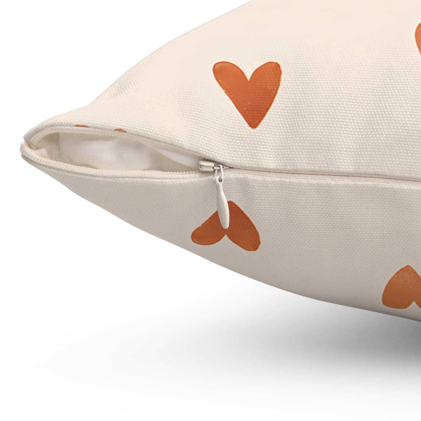 Terracotta Heart Print Throw Pillow – Minimalist Boho Cushion with Double-Sided Design, Multiple Sizes