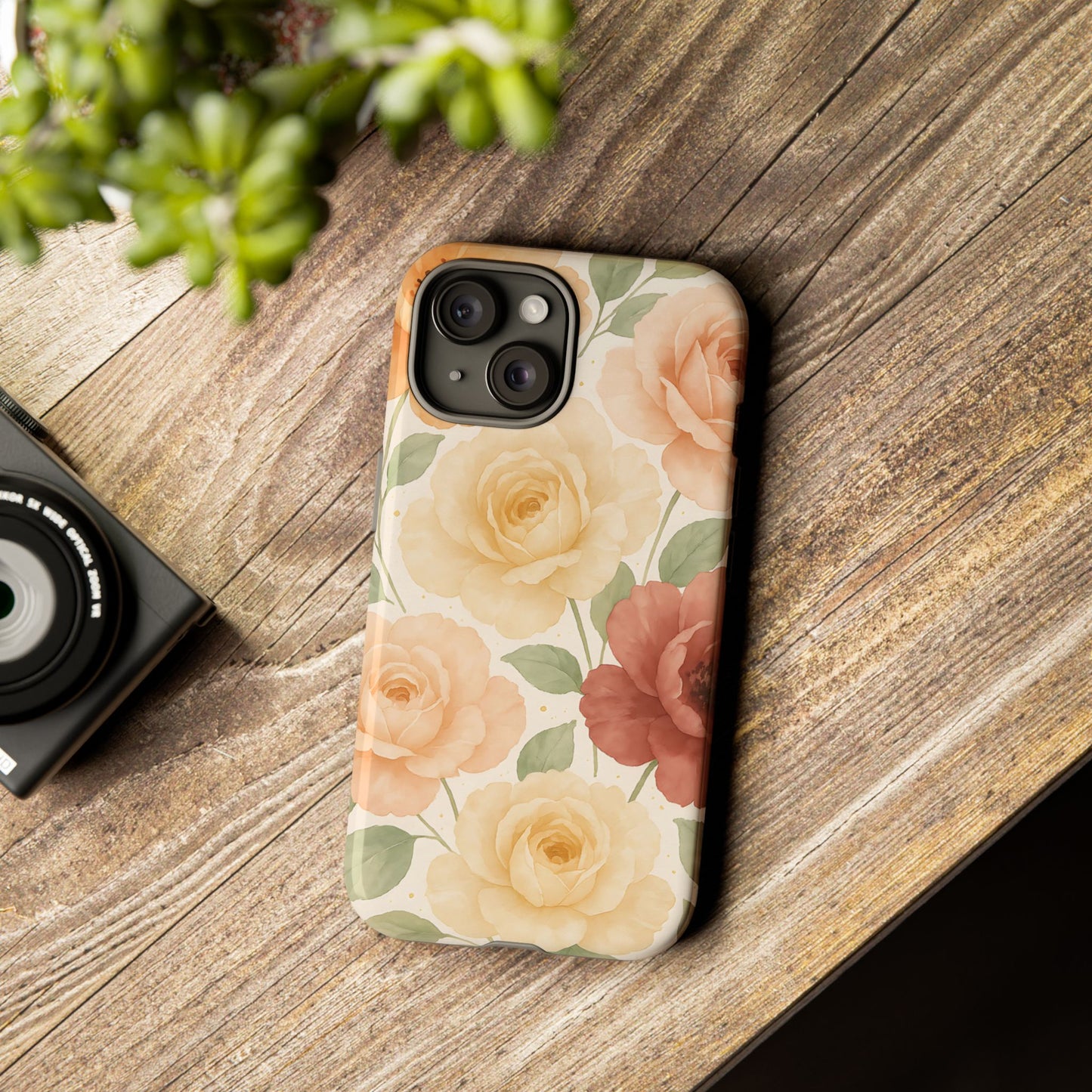 Vintage Rose Garden Phone Case – Soft Floral Print in Warm Neutrals