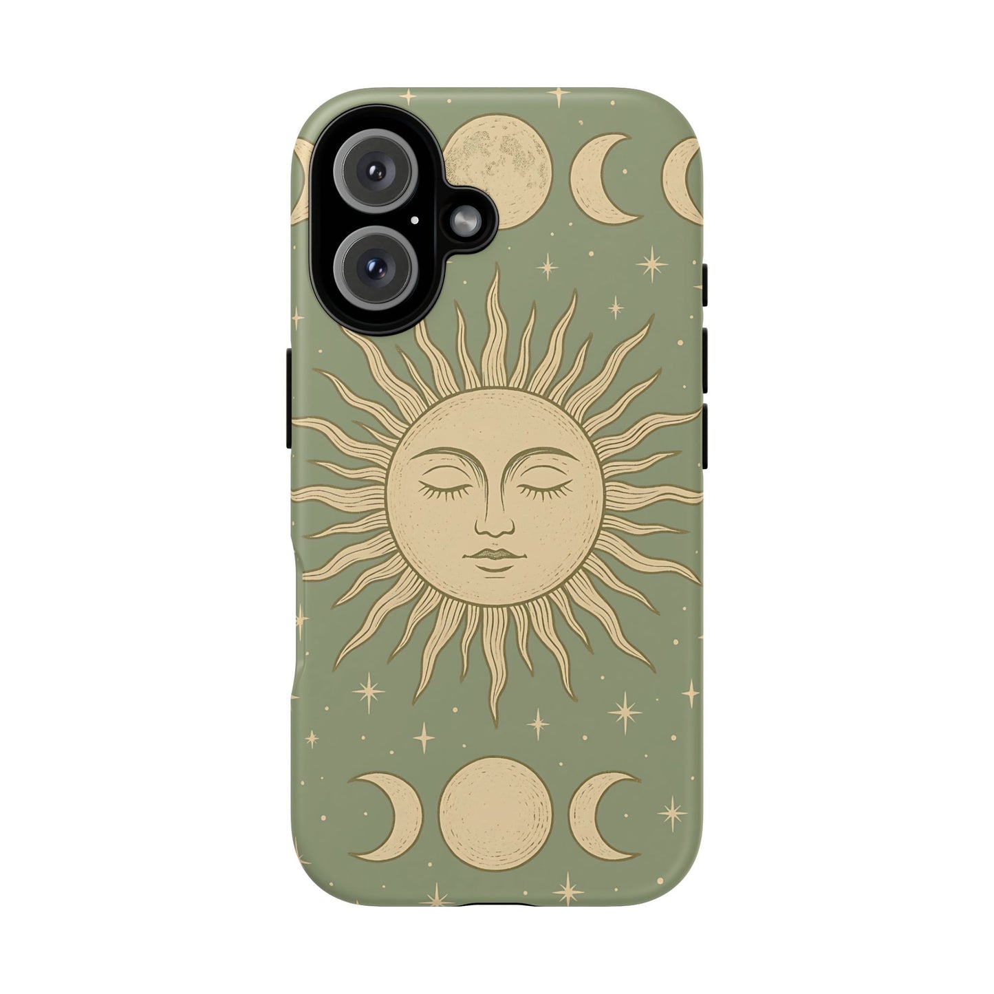 Boho Sun and Moon Phone Case – Protective Aesthetic Case with Wireless Charging Compatibility