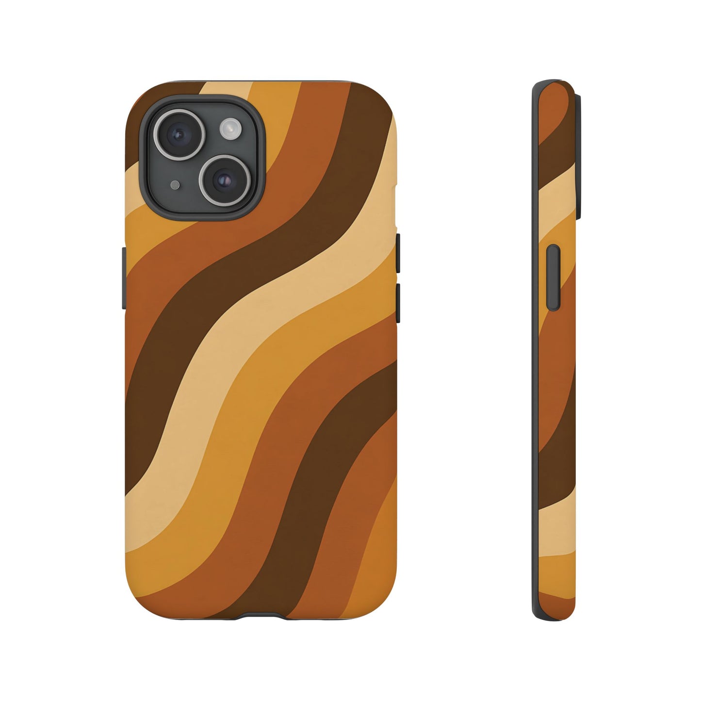 Retro Wave Stripes iPhone Case – 70s-Inspired Earth Tone Swirl Design