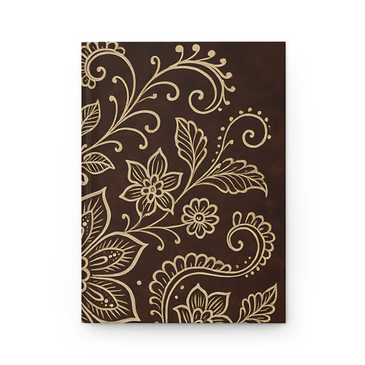 Boho Floral Vine Hardcover Journal – Matte Finish Writing Notebook with 150 Lined Pages