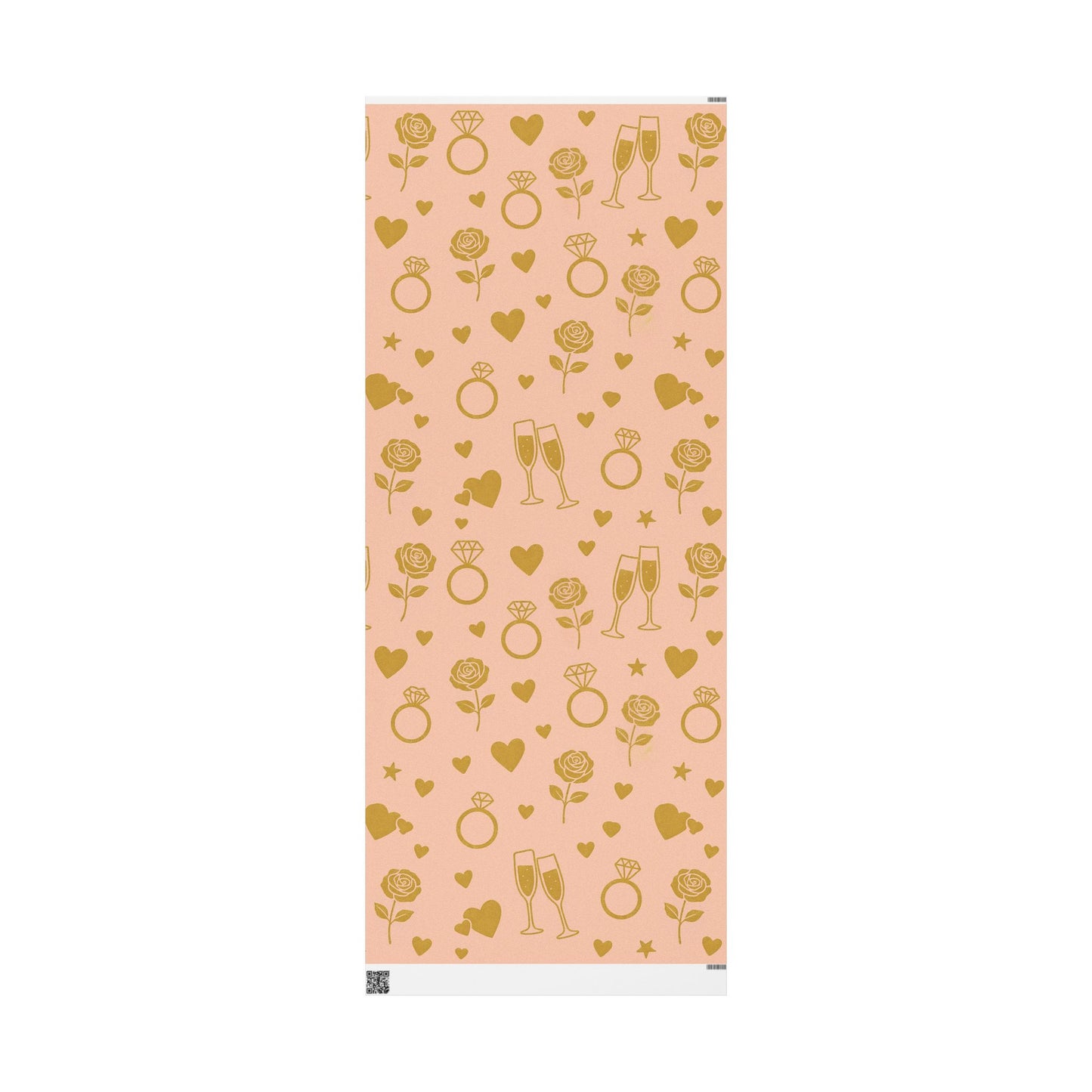Romantic Celebration Wrapping Paper – Rings, Roses & Champagne on Blush Pink