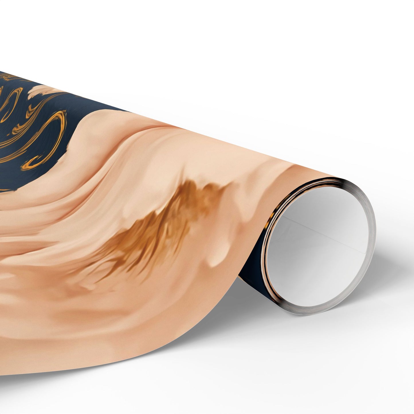 Blush Peony & Gold Scroll Wrapping Paper – Elegant Floral Gift Wrap in Glossy or Matte Finish