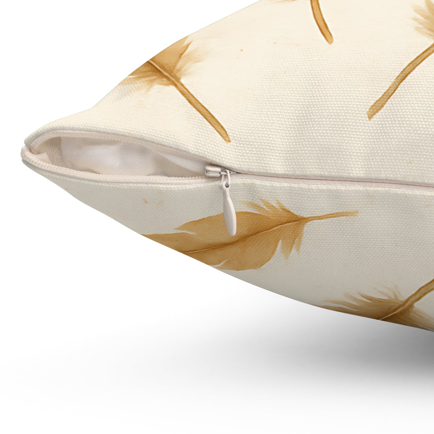 Neutral Feather Print Throw Pillow - Boho Decorative Cushion with Soft Earth Tones & Double-Sided Design