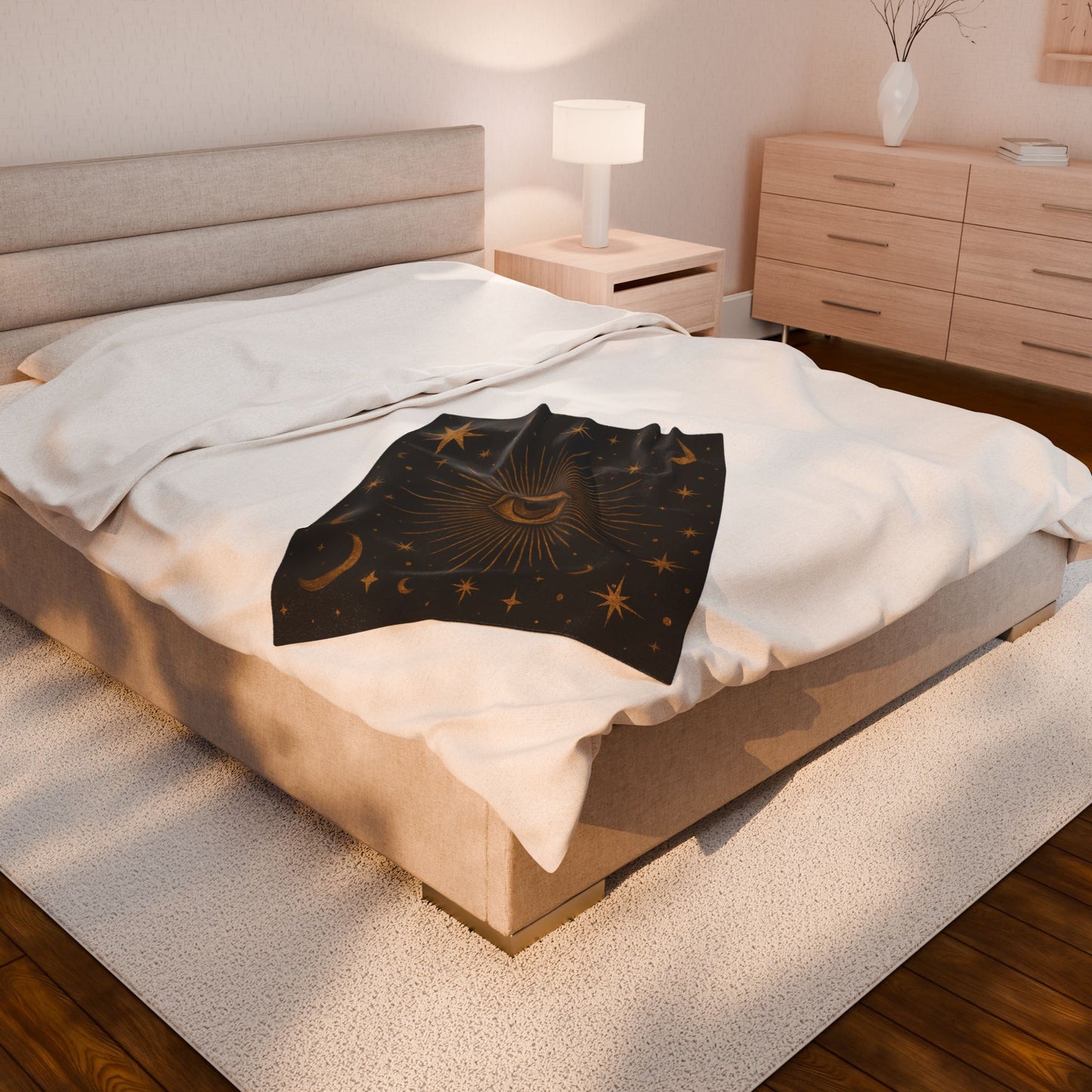 Mystic Eye & Celestial Stars Velveteen Plush Blanket