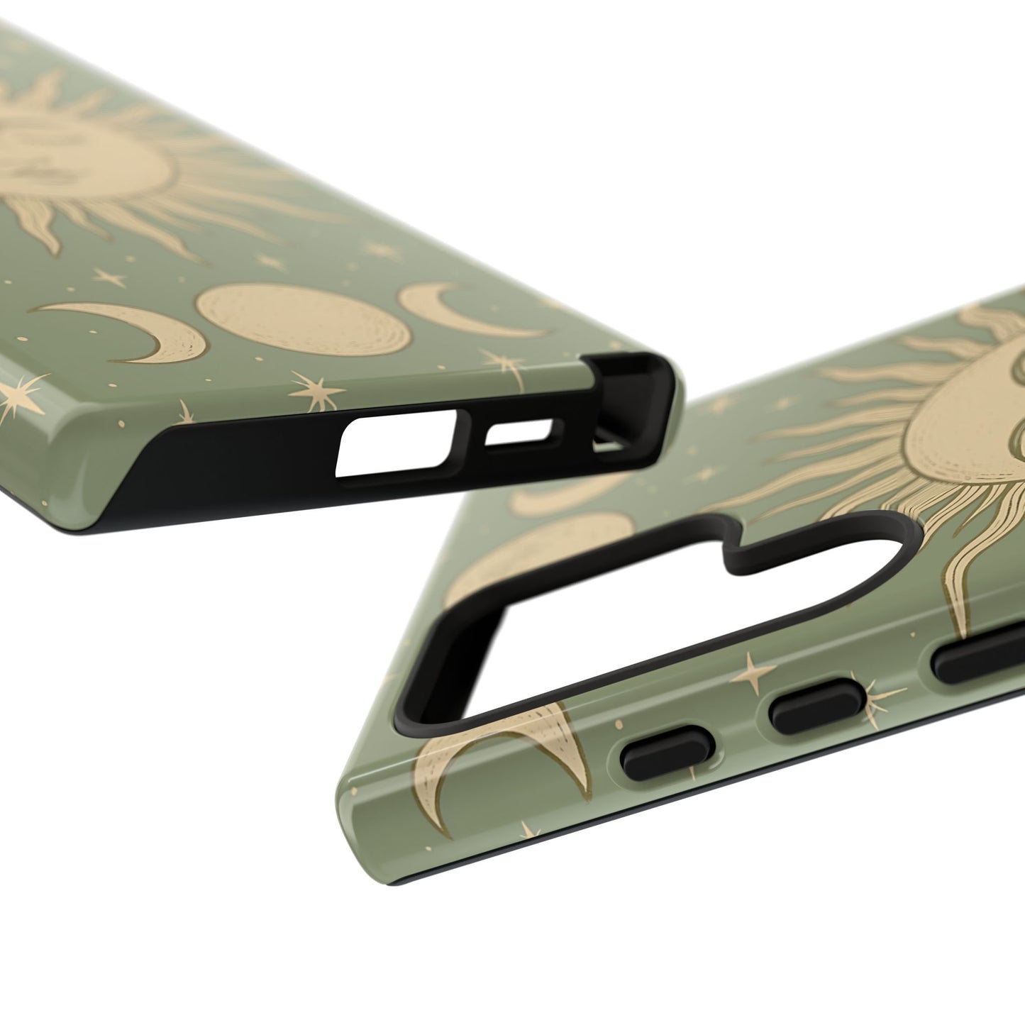 Boho Sun and Moon Phone Case – Protective Aesthetic Case with Wireless Charging Compatibility