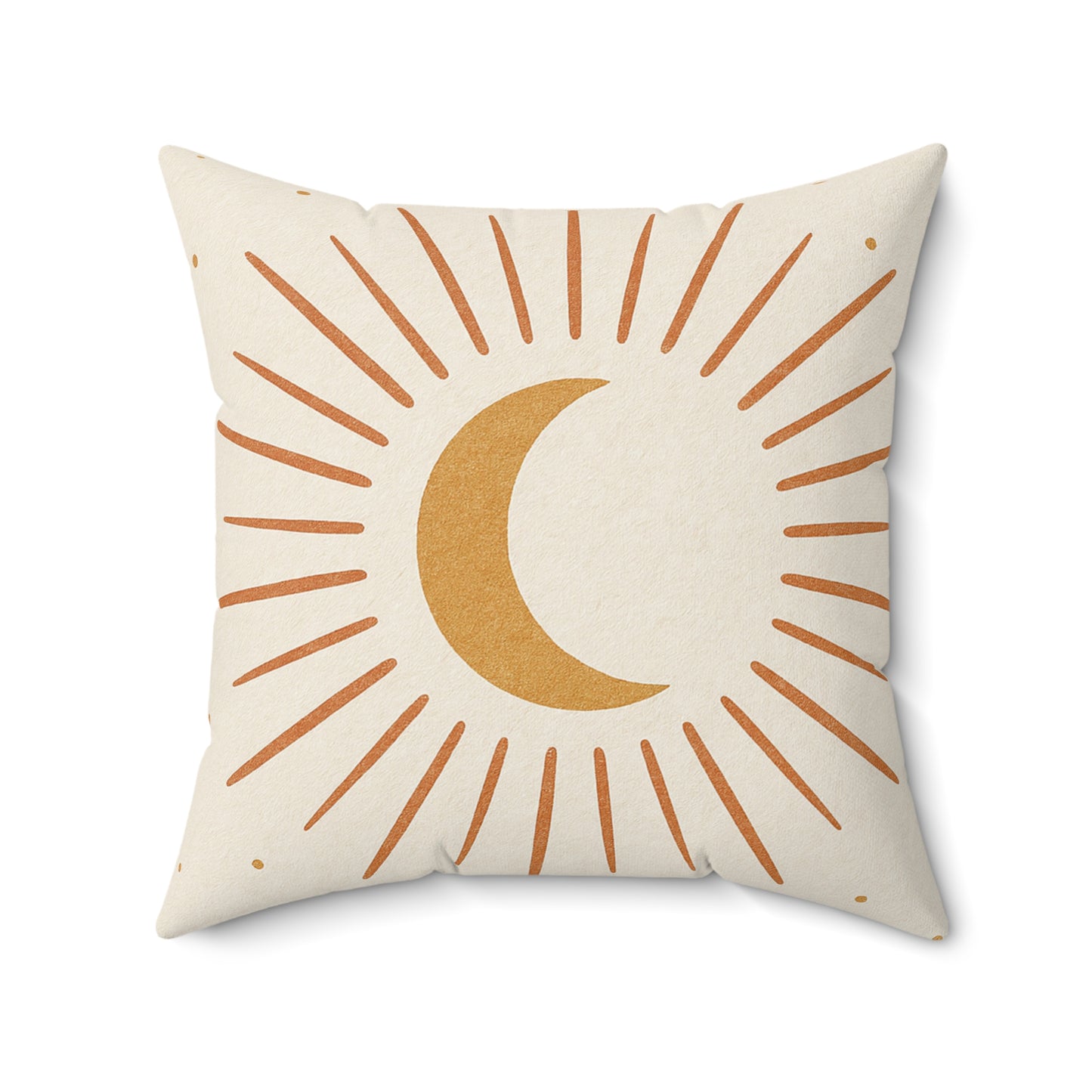 Modern Crescent Moon Throw Pillow - Boho Sunburst Decorative Cushion with Double-Sided Print