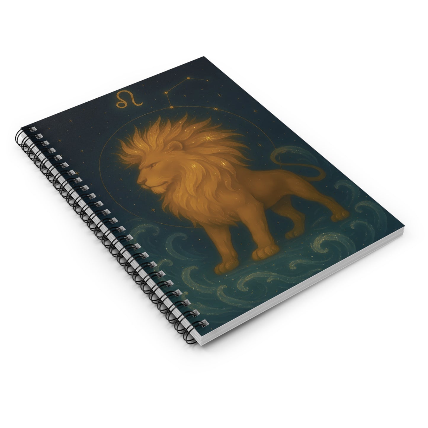 Leo Zodiac Galaxy Spiral Notebook – Celestial Lion Astrology Journal (6" x 8", 118 Pages)