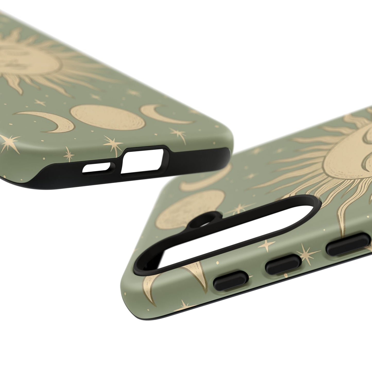 Boho Sun and Moon Phone Case – Protective Aesthetic Case with Wireless Charging Compatibility