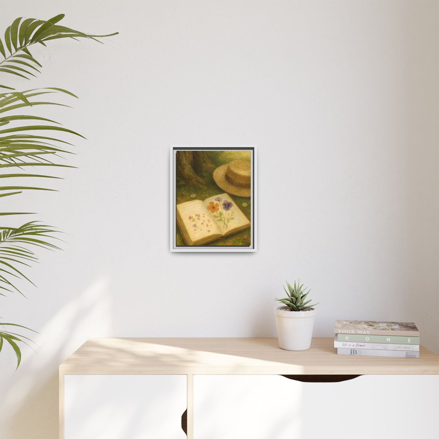Pressed Flowers in the Shade – Framed Matte Canvas Nature Scene