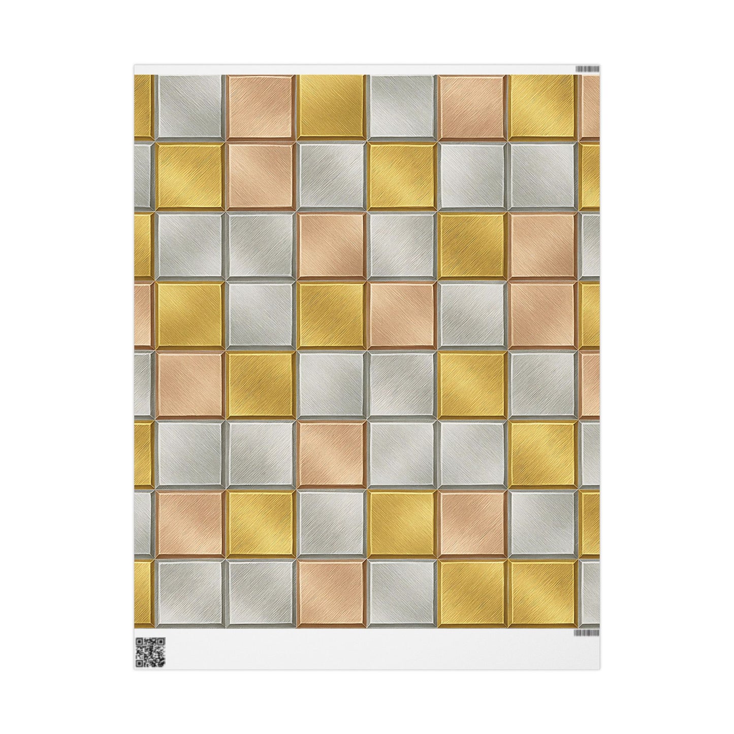 Geometric Metallic Tile Wrapping Paper – Modern Luxury Gift Wrap in Glossy or Matte Finish