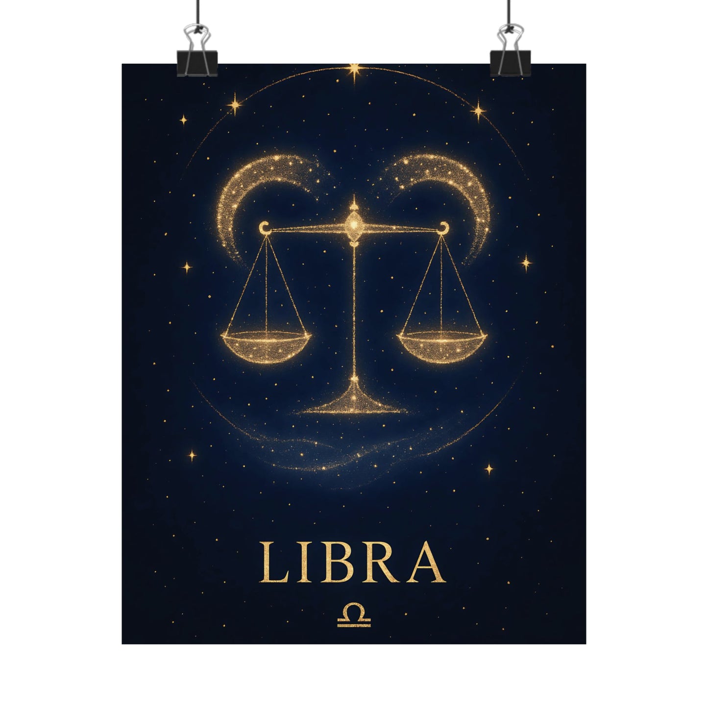 Libra Zodiac Constellation Matte Poster – Golden Scales Astrology Wall Art Print (Multiple Sizes)
