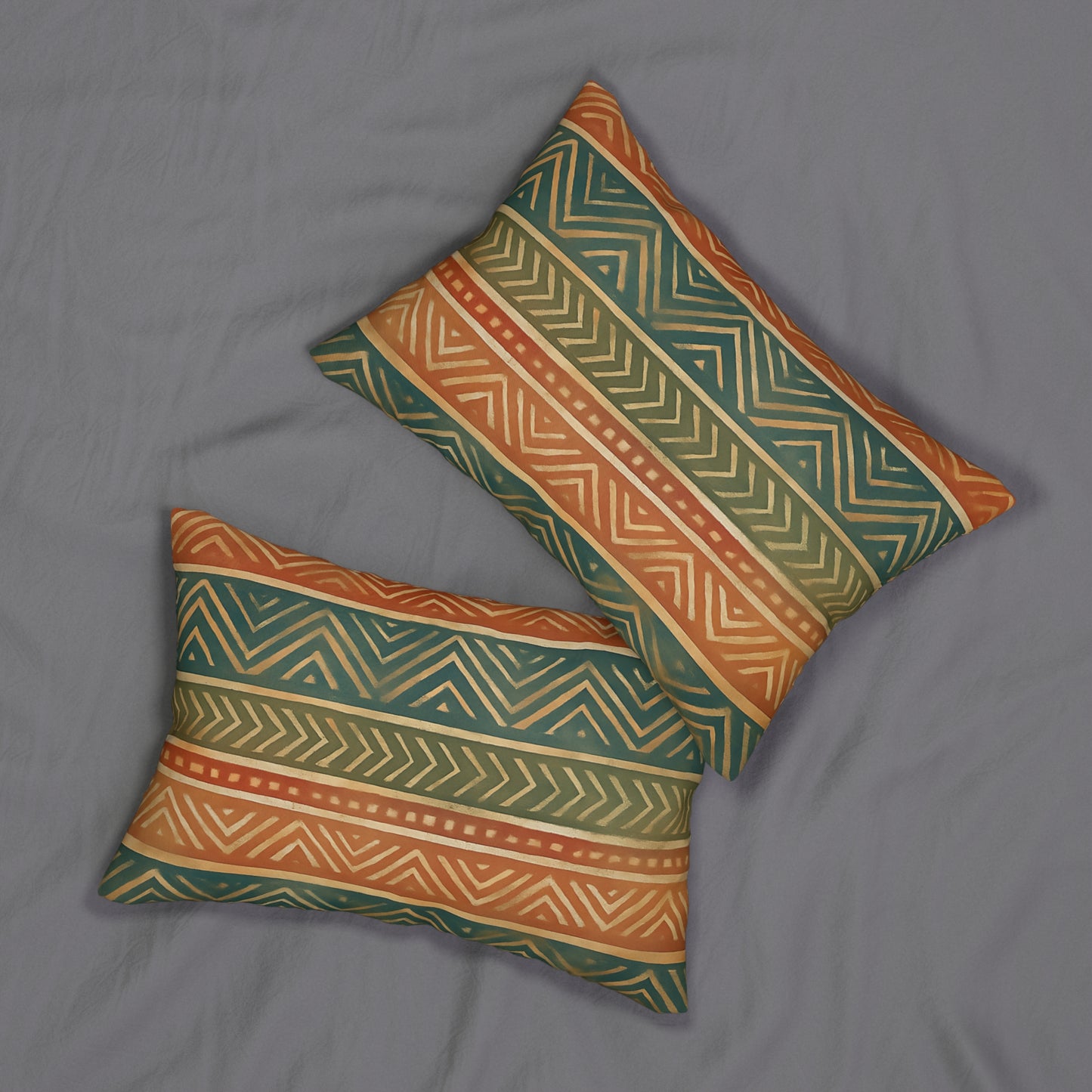 Southwest Geometric Lumbar Pillow – Boho Earth Tone Tribal Print