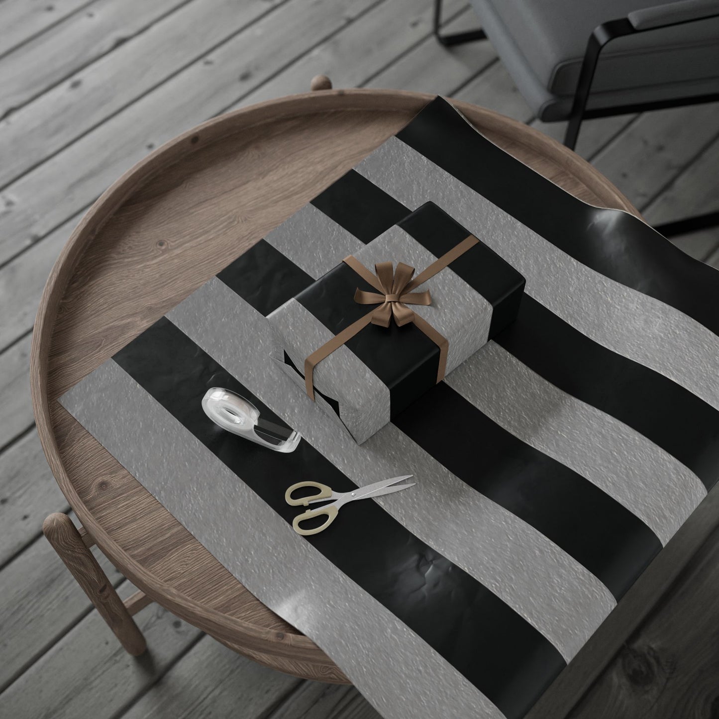 Black and Silver Striped Luxury Wrapping Paper – Glossy or Matte Finish, Durable 90gsm