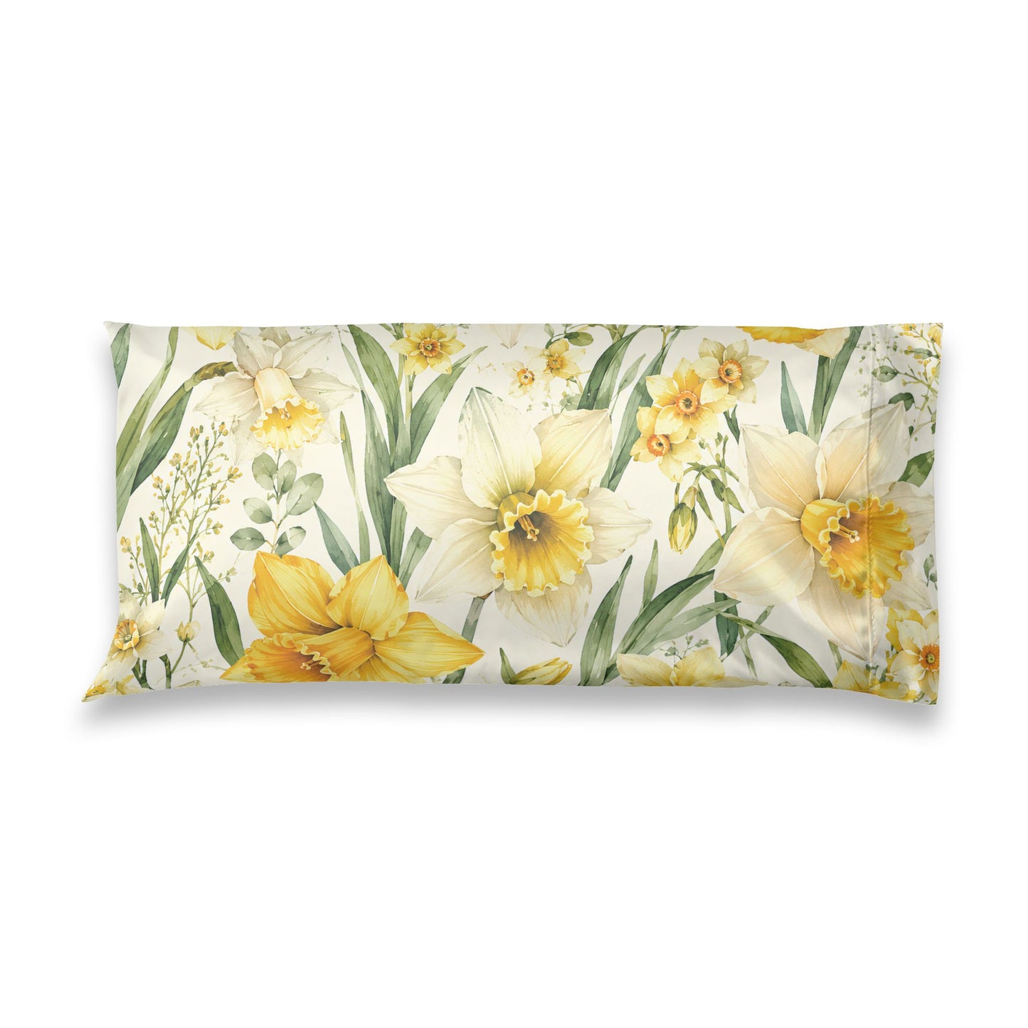 Satin Pillowcase — Yellow Daffodil Floral Silk-Feel Pillowcase