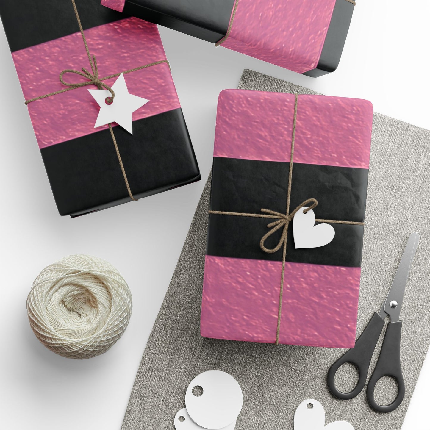 Black and Pink Striped Luxury Wrapping Paper – Glossy or Matte Finish, Durable 90gsm