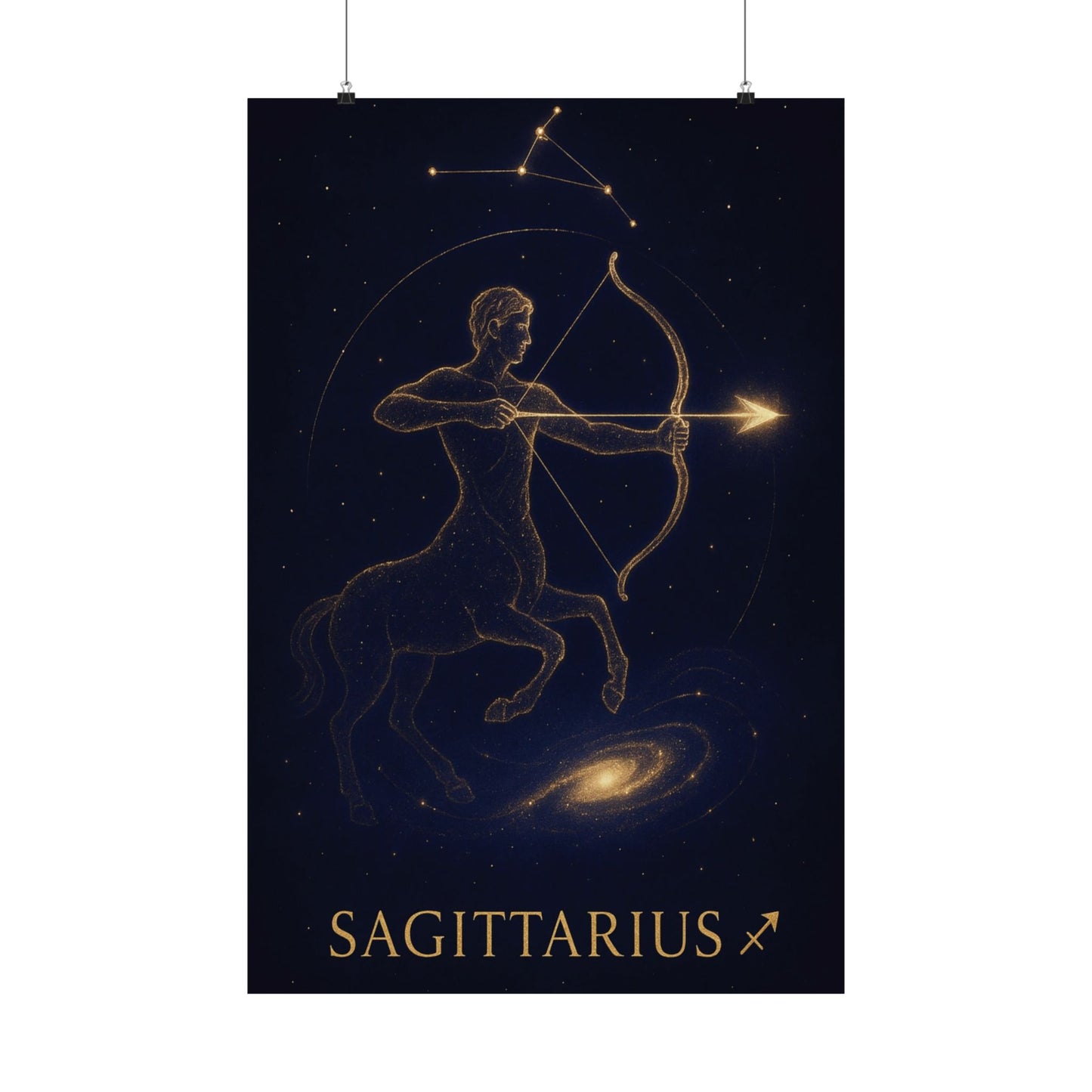 Sagittarius Zodiac Constellation Matte Poster – Golden Archer Astrology Wall Art Print (Multiple Sizes)