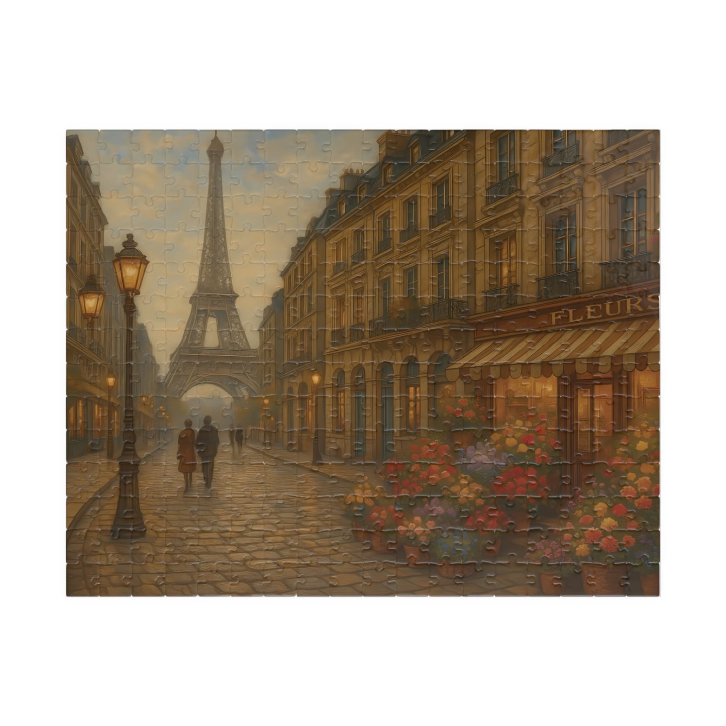 Paris Evening Stroll Puzzle – Eiffel Tower & Flower Shop Scene