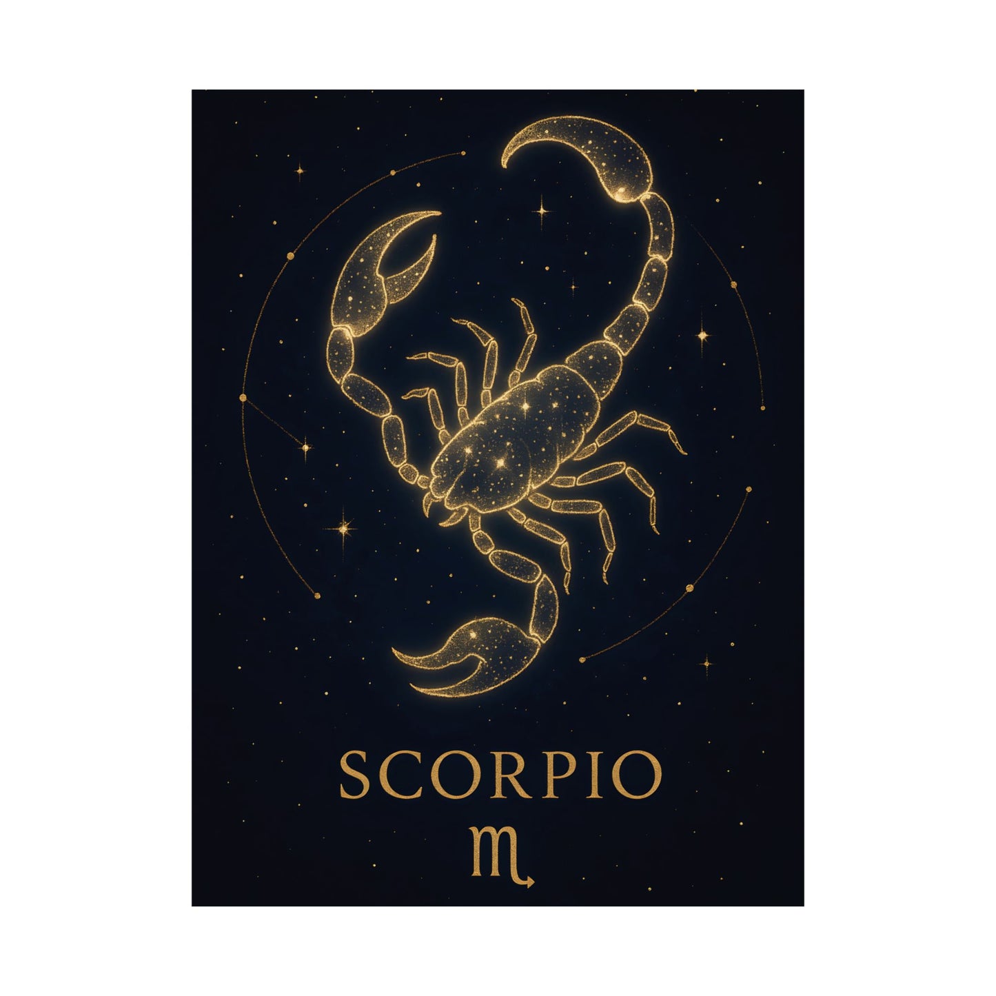 Scorpio Zodiac Constellation Matte Poster – Golden Scorpion Astrology Wall Art Print (Multiple Sizes)