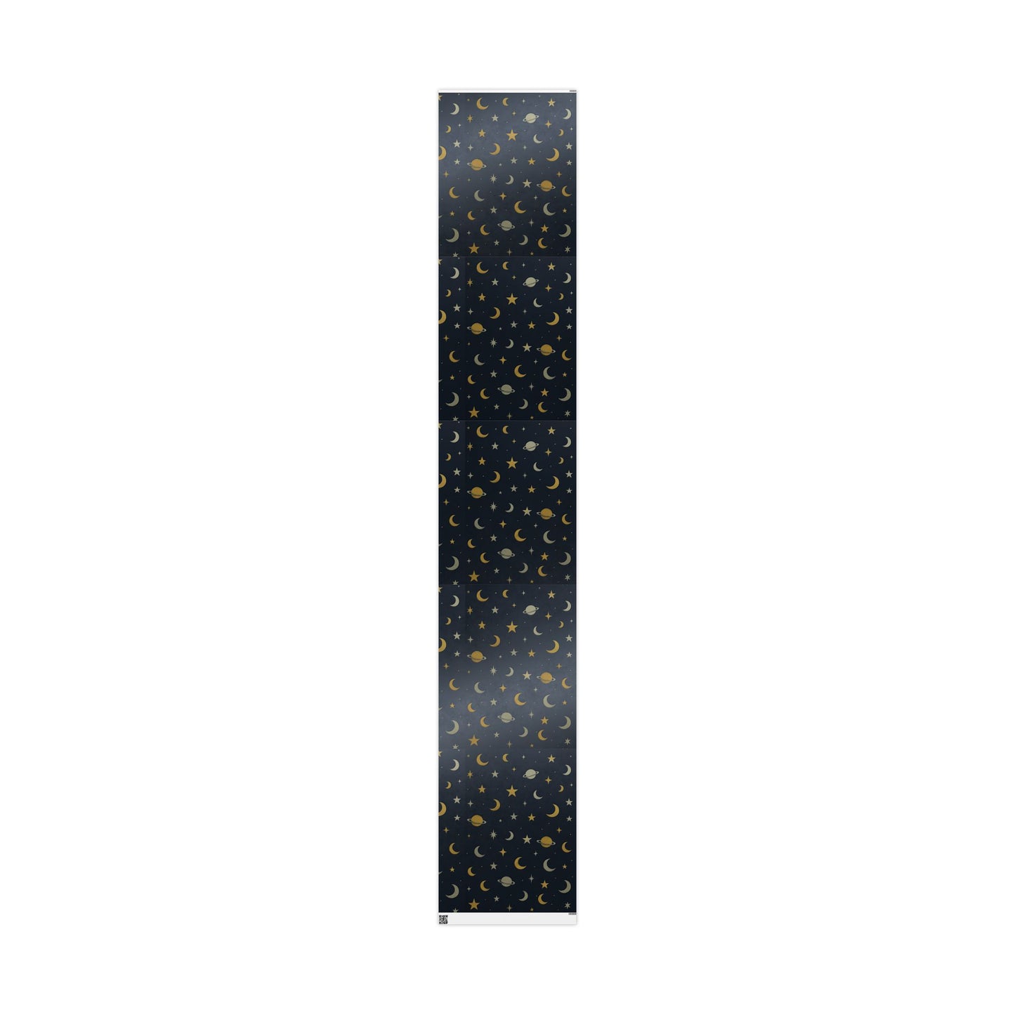 Celestial Night Sky Wrapping Paper – Moons, Stars & Planets on Midnight Blue