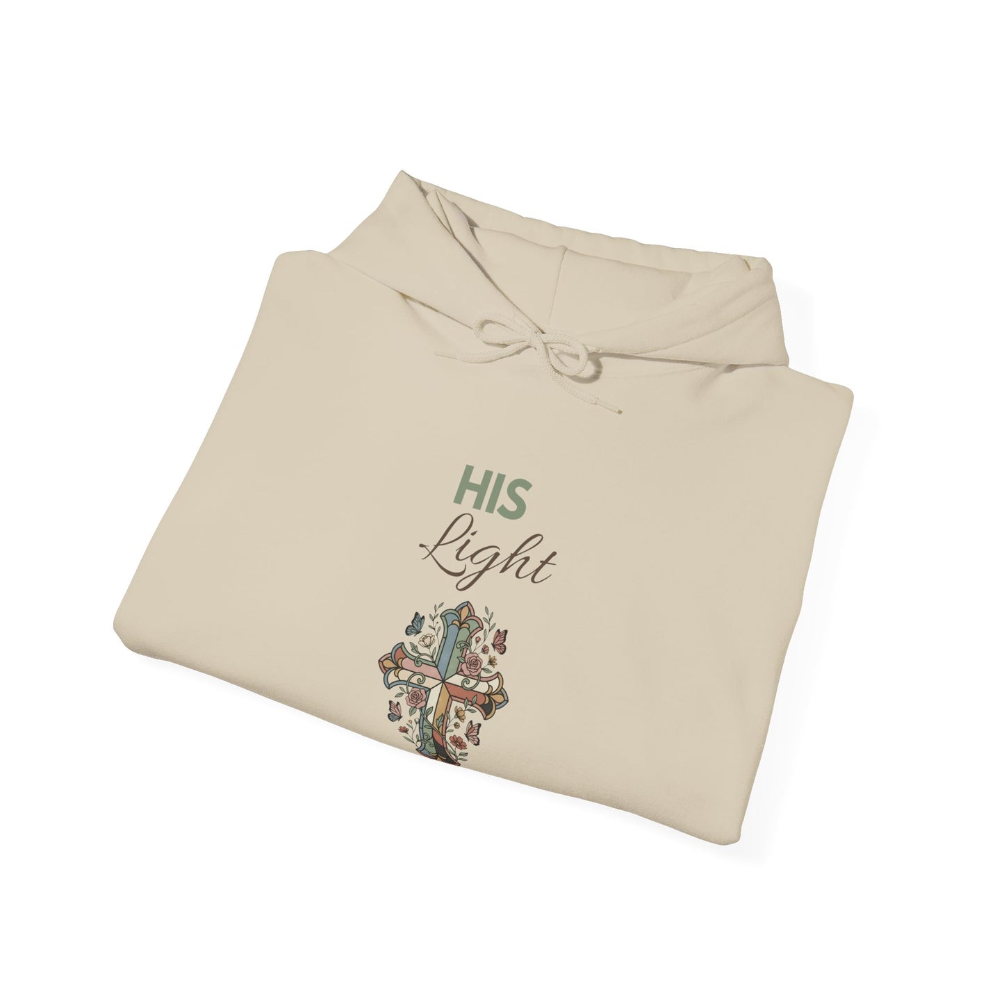 His Light Cross Hoodie — Christian Faith Floral Cross Pullover