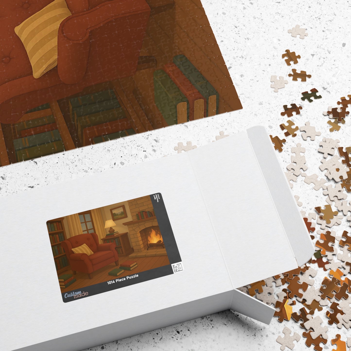Cozy Reading Nook Jigsaw Puzzle – Fireplace & Armchair Scene