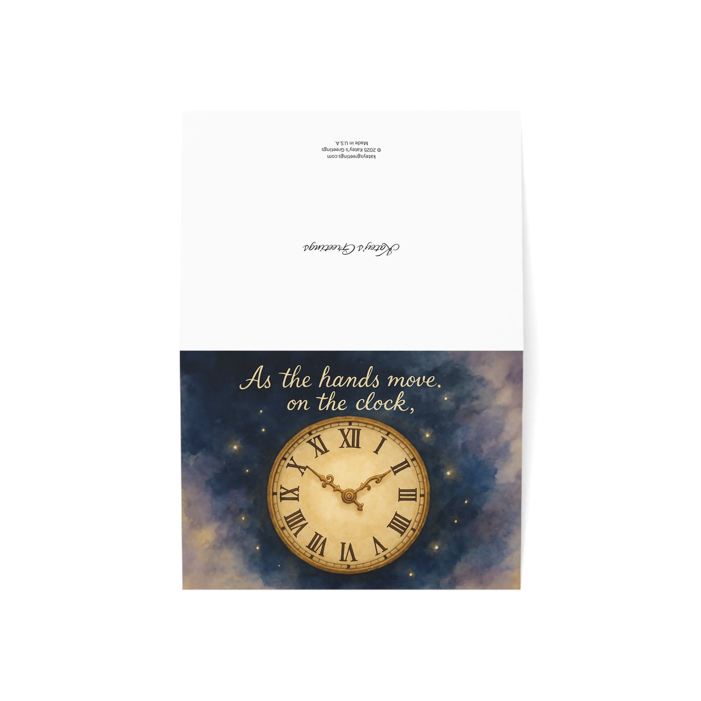 Timeless Clock Birthday Card – Elegant Greeting with Envelope