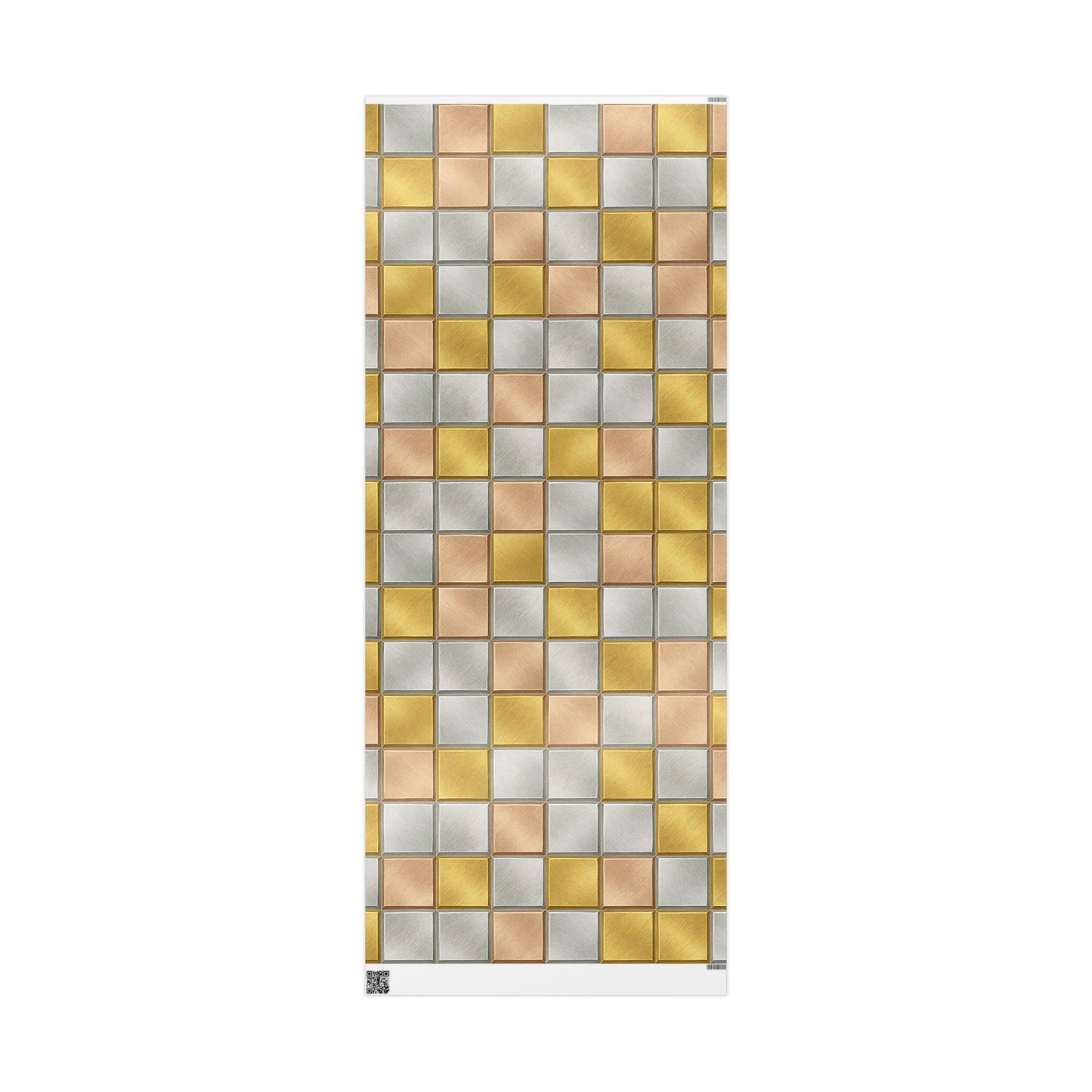 Geometric Metallic Tile Wrapping Paper – Modern Luxury Gift Wrap in Glossy or Matte Finish