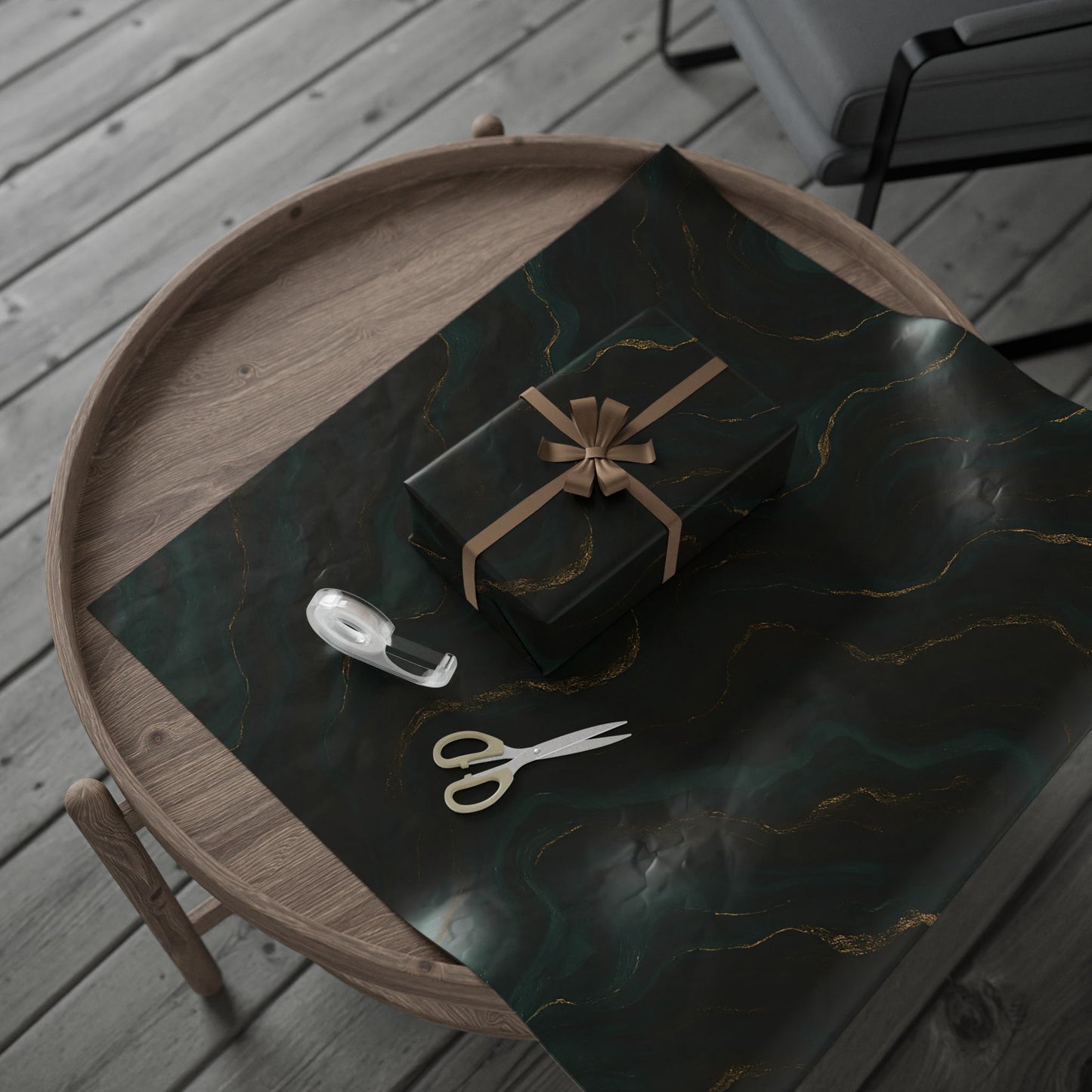 Emerald & Gold Marble Wrapping Paper – Luxurious Stone-Inspired Gift Wrap in Glossy or Matte Finish
