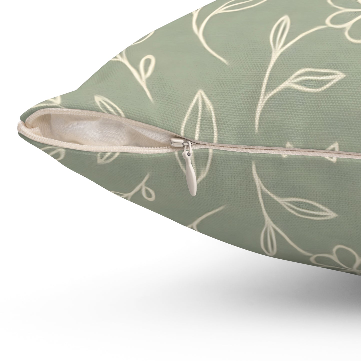 Sage Green Floral Throw Pillow – Minimalist Botanical Cushion with Double-Sided Print, Multiple Sizes