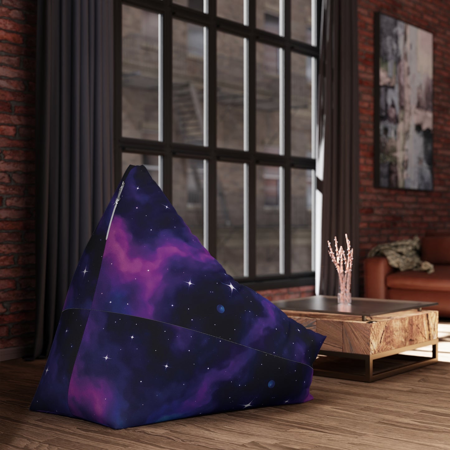 Galaxy Nebula Bean Bag Chair – Purple & Blue Cosmic Space Print