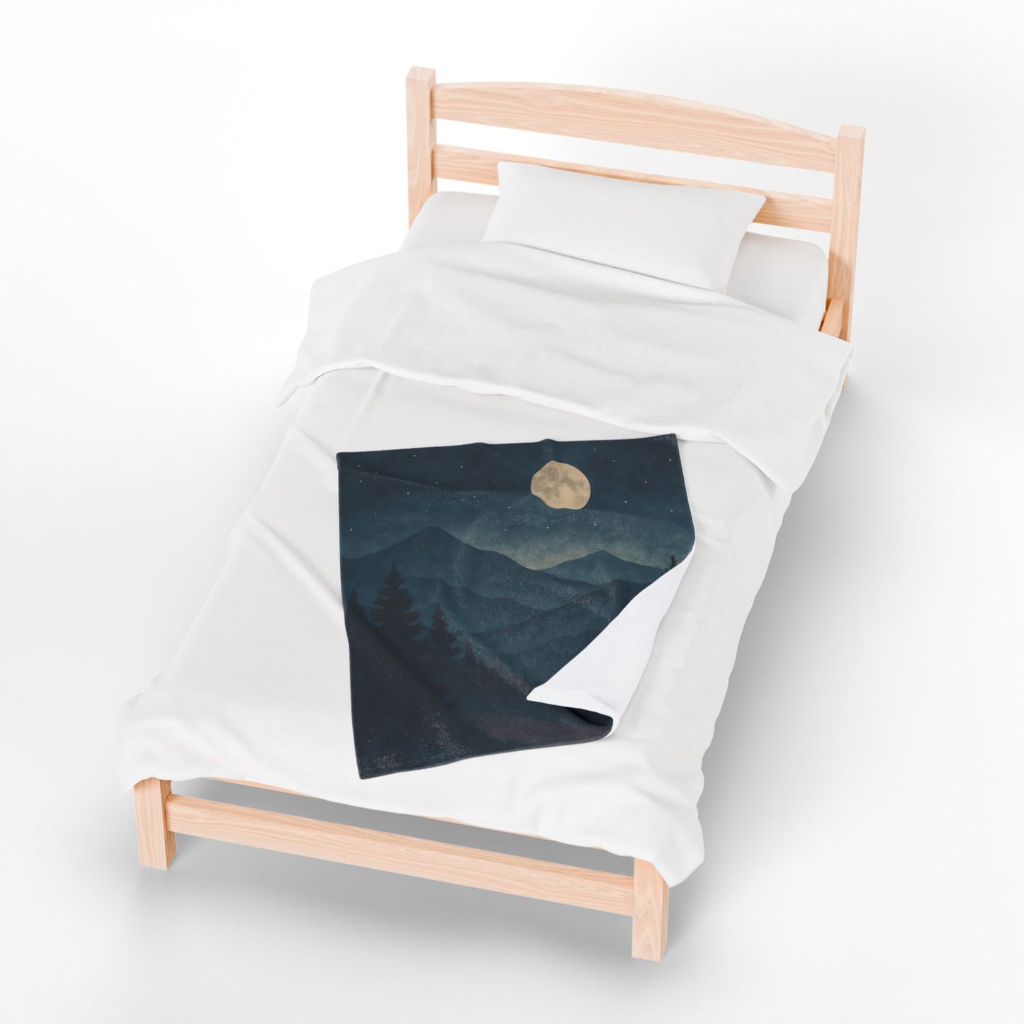 Moonlit Mountain Forest Velveteen Plush Blanket