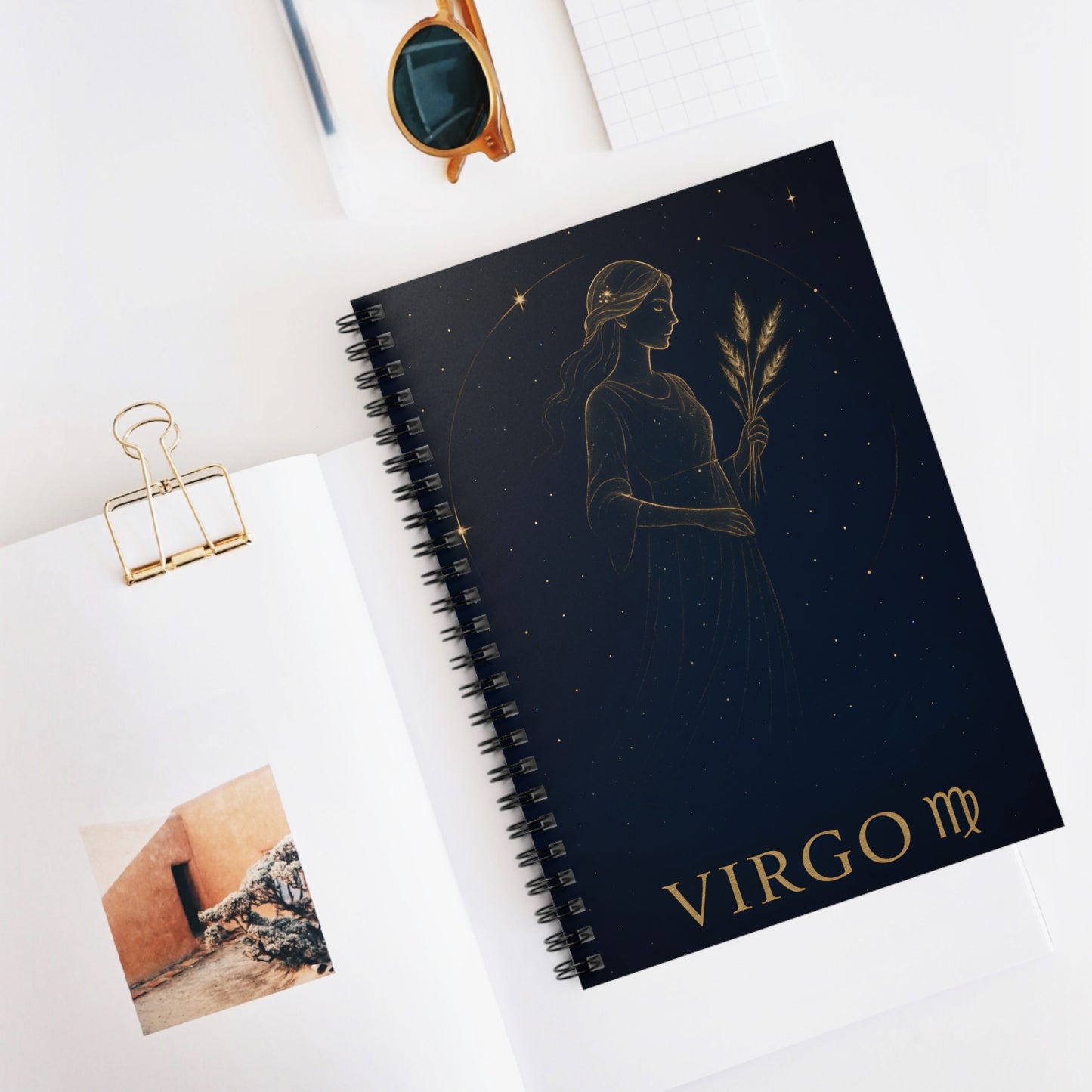 Virgo Zodiac Galaxy Spiral Notebook – Celestial Astrology Writing Journal (6" x 8", 118 Pages)