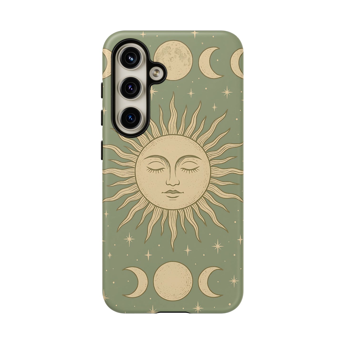 Boho Sun and Moon Phone Case – Protective Aesthetic Case with Wireless Charging Compatibility