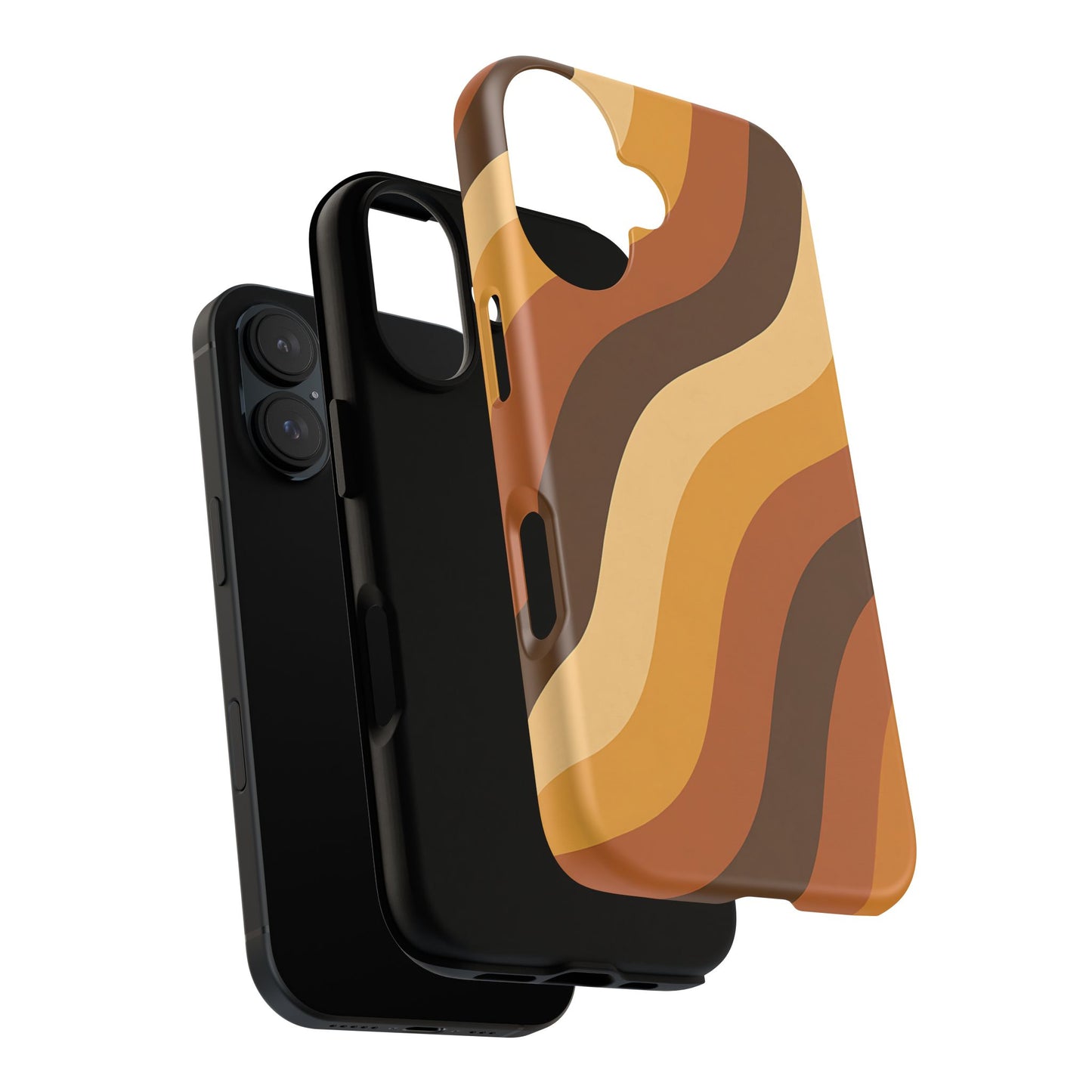 Retro Wave Stripes iPhone Case – 70s-Inspired Earth Tone Swirl Design