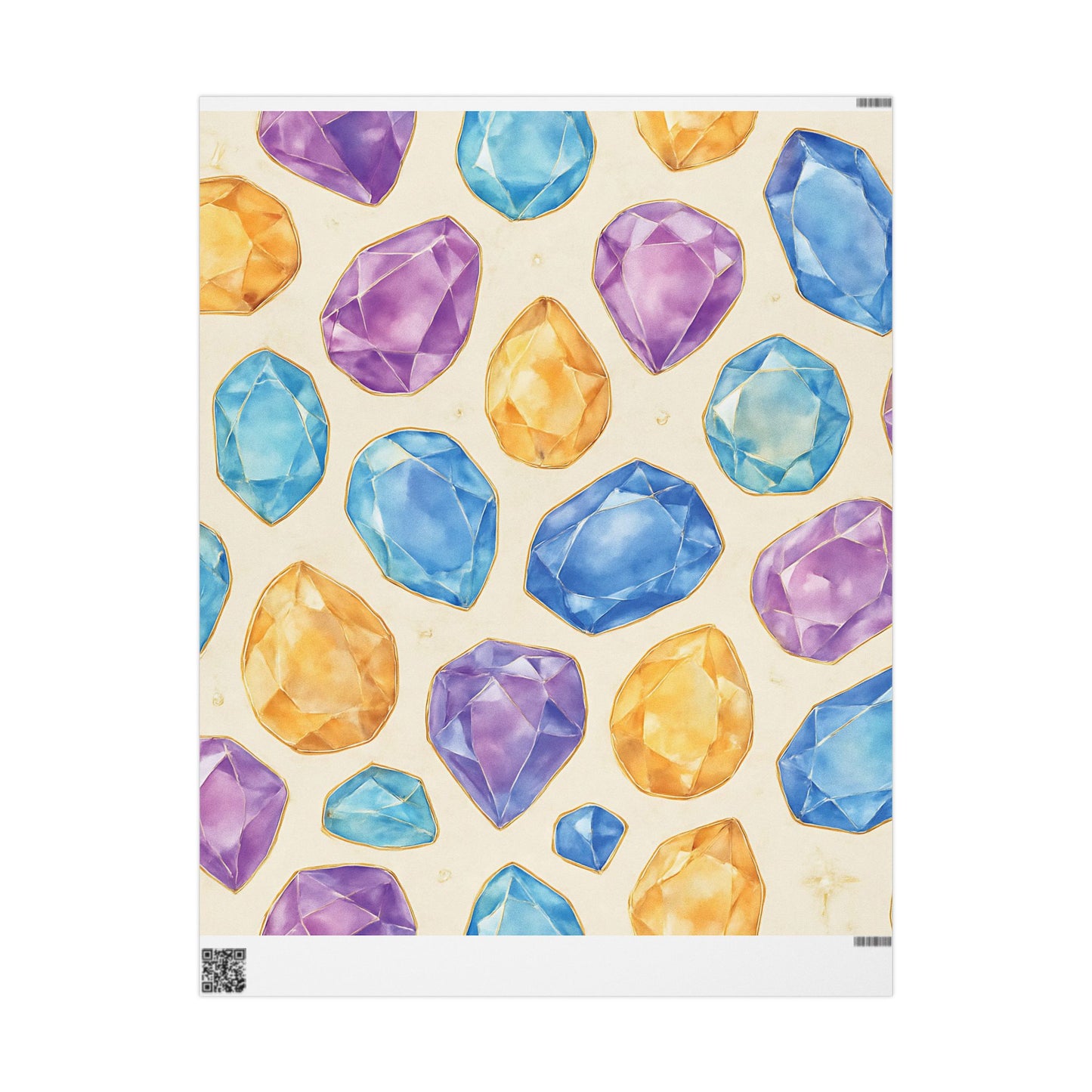 Colorful Gemstone Wrapping Paper – Luxury Gift Wrap with Jewel Print in Glossy or Matte Finish.