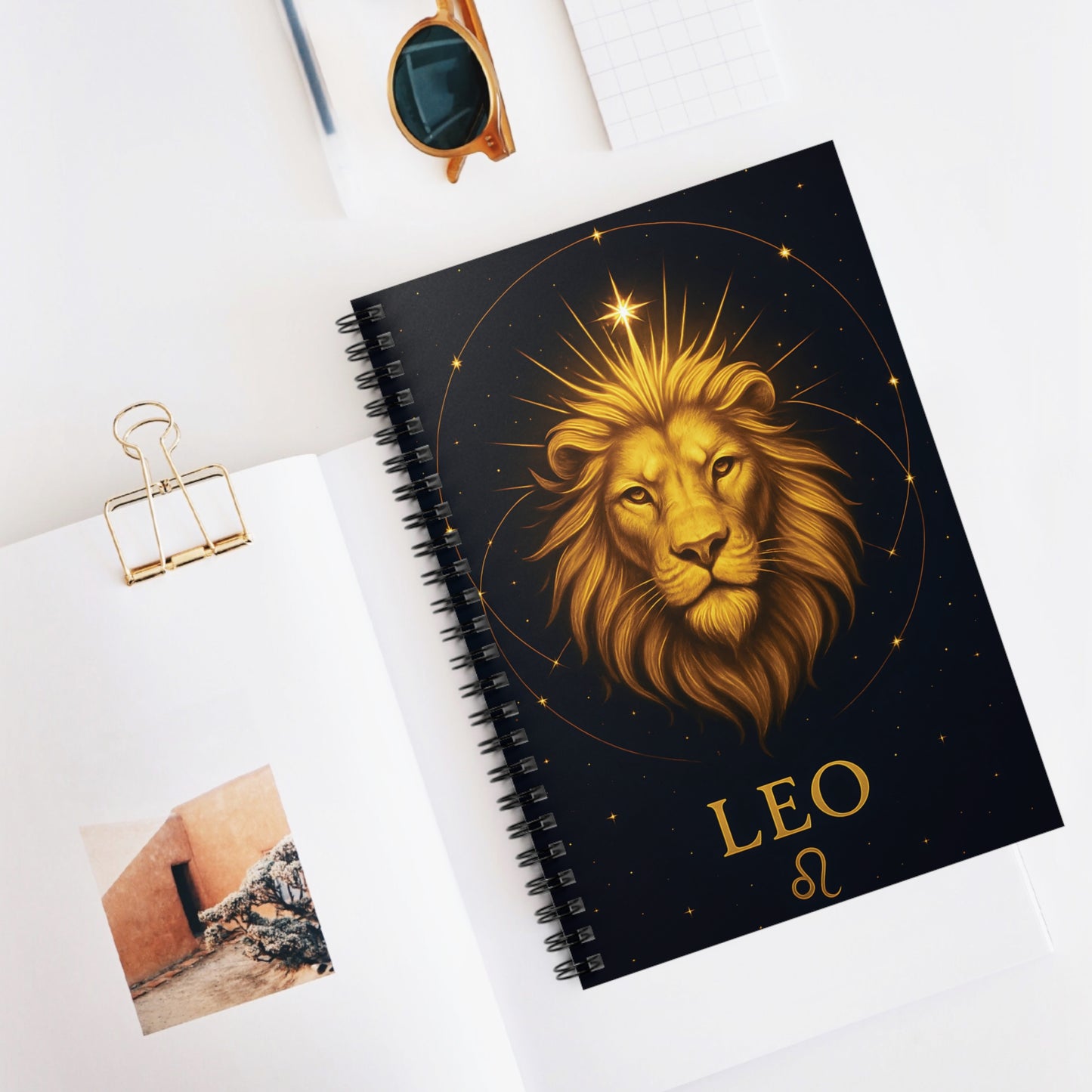 Leo Zodiac Galaxy Spiral Notebook – Celestial Lion Astrology Journal (6" x 8", 118 Pages)