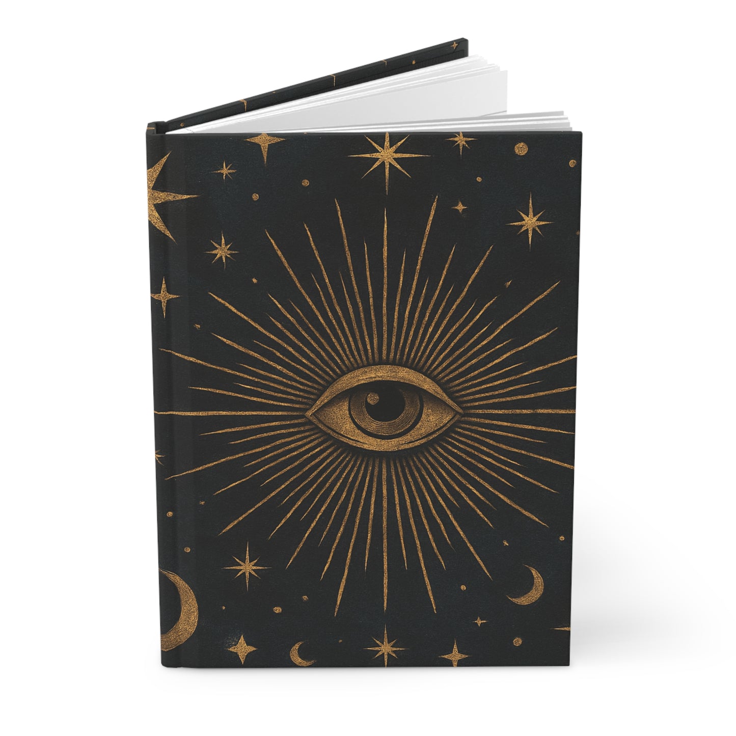 Mystic Eye & Stars Matte Hardcover Journal – Celestial Gold on Black