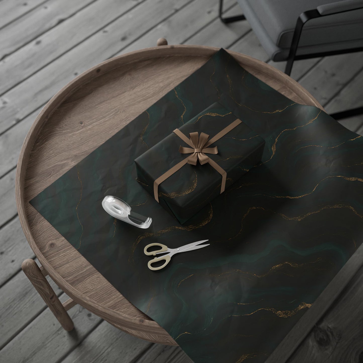 Emerald & Gold Marble Wrapping Paper – Luxurious Stone-Inspired Gift Wrap in Glossy or Matte Finish
